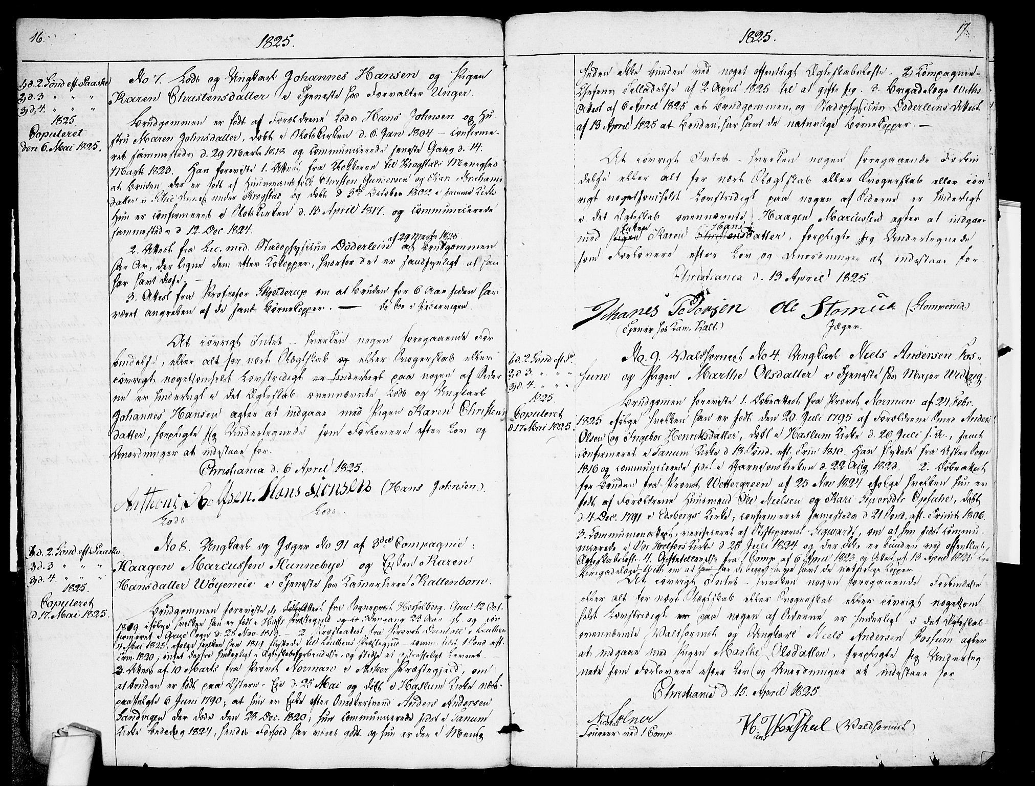 Garnisonsmenigheten Kirkebøker, SAO/A-10846/H/Ha/L0001: Lysningsprotokoll nr. I 1, 1823-1828, s. 16-17