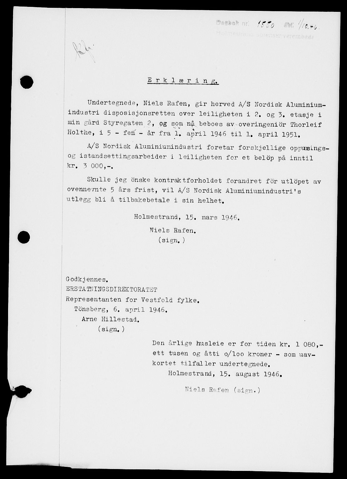 Holmestrand sorenskriveri, SAKO/A-67/G/Ga/Gaa/L0061: Pantebok nr. A-61, 1946-1947, Dagboknr: 1550/1946