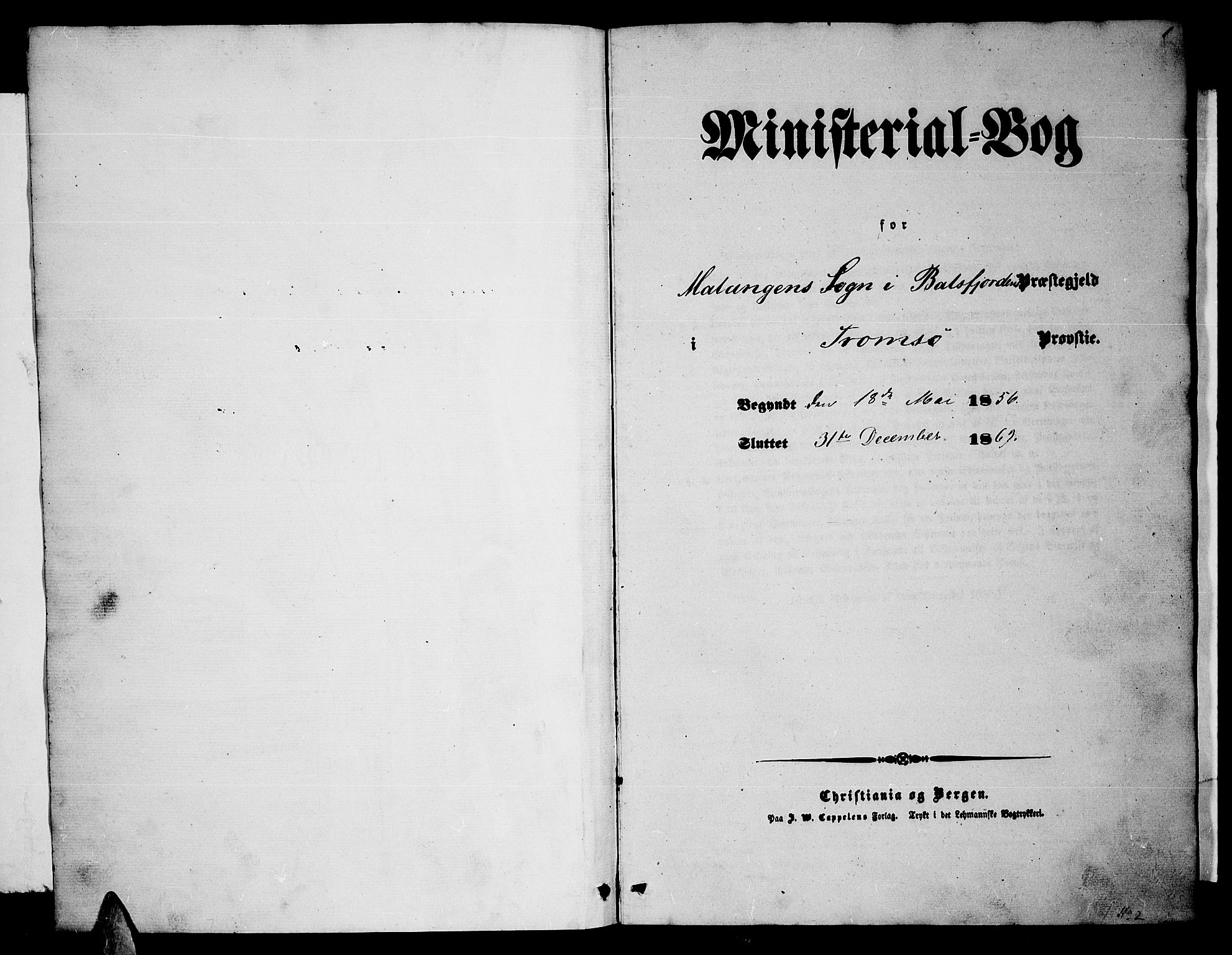 Balsfjord sokneprestembete, SATØ/S-1303/G/Ga/L0001klokker: Klokkerbok nr. 1, 1856-1869, s. 1