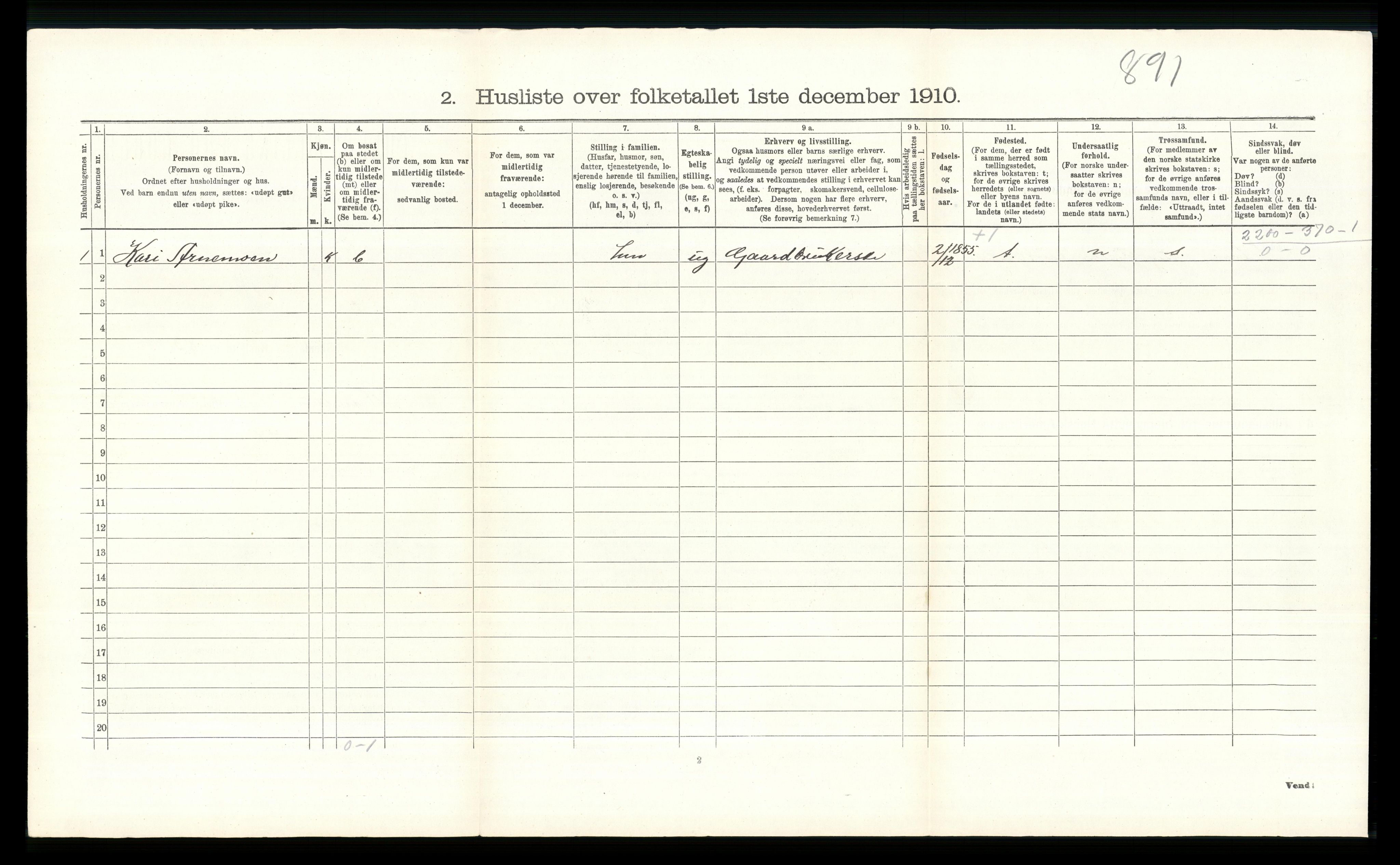 RA, Folketelling 1910 for 0520 Ringebu herred, 1910, s. 397