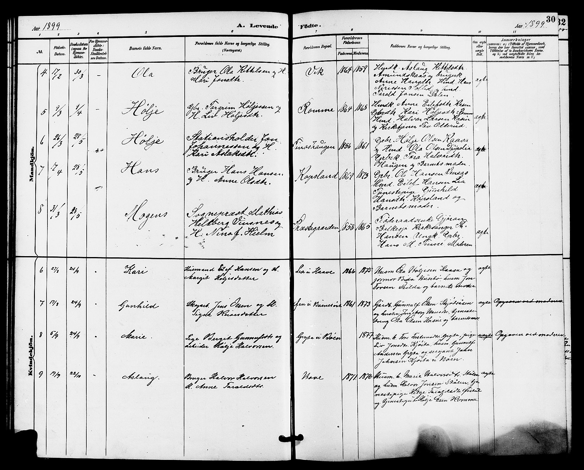 Gransherad kirkebøker, AV/SAKO-A-267/G/Ga/L0003: Klokkerbok nr. I 3, 1887-1915, s. 30
