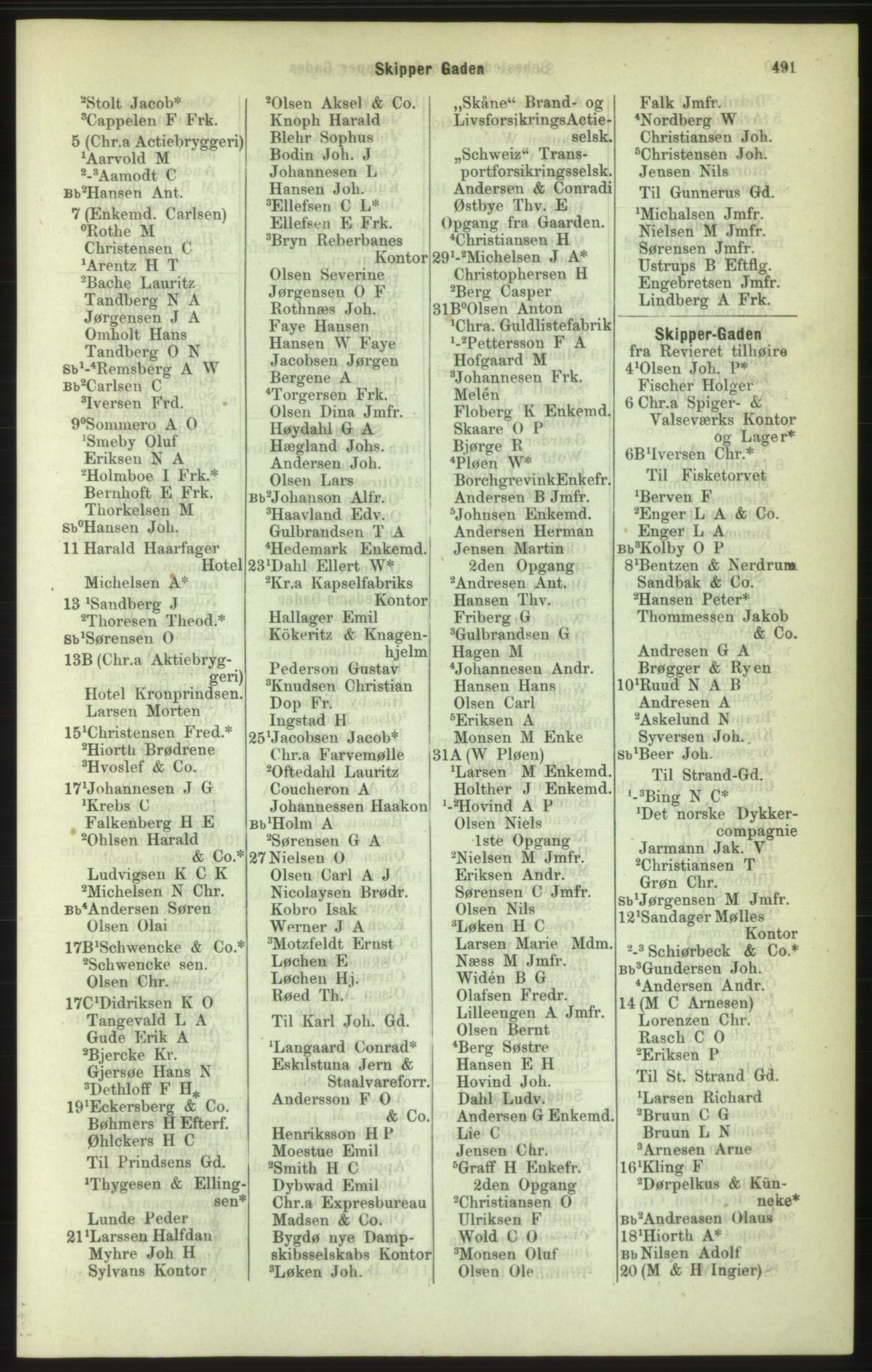 Kristiania/Oslo adressebok, PUBL/-, 1886, s. 491