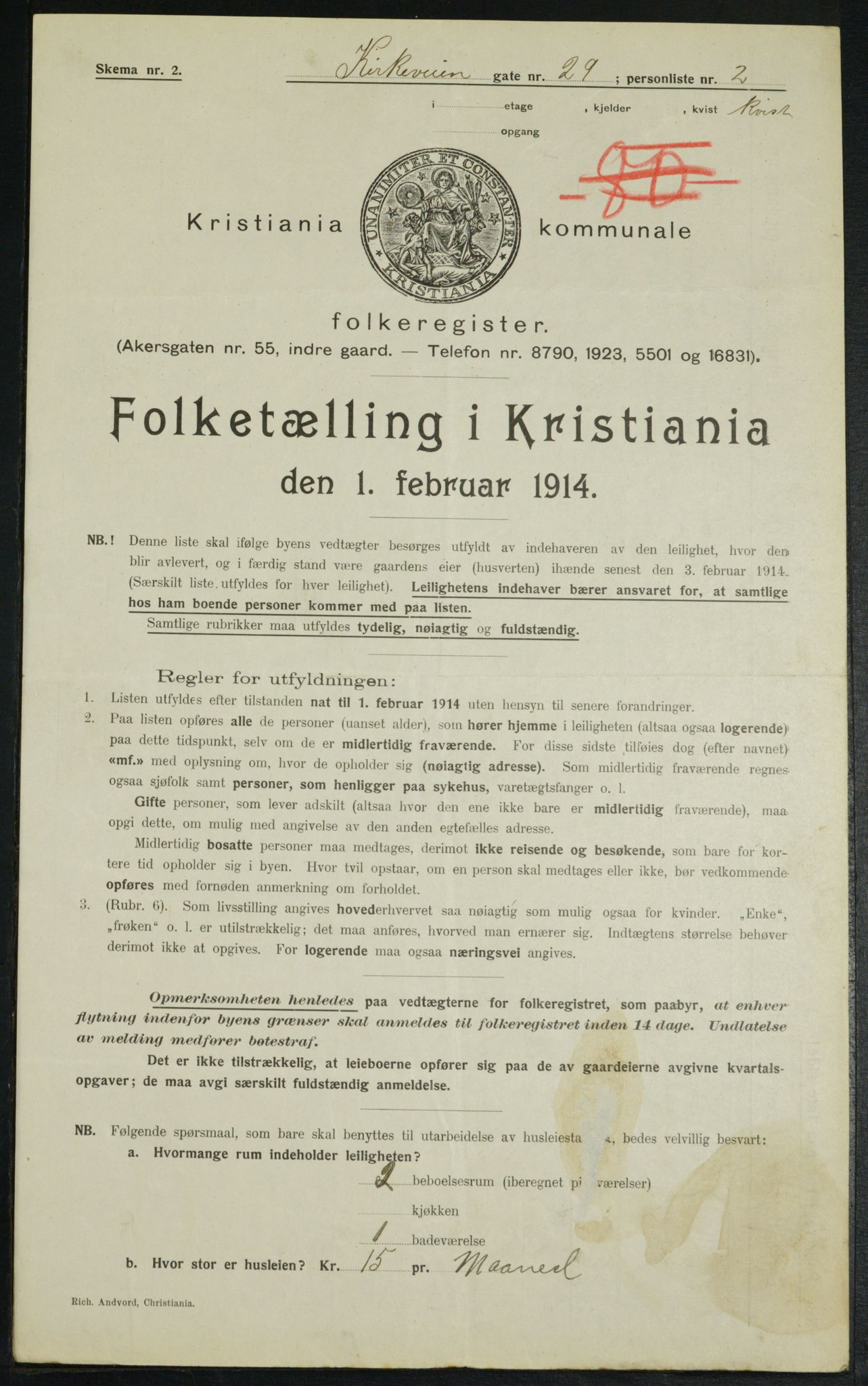 OBA, Kommunal folketelling 1.2.1914 for Kristiania, 1914, s. 50913