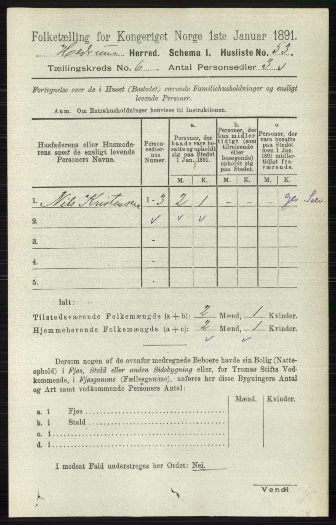 RA, Folketelling 1891 for 0727 Hedrum herred, 1891, s. 2529