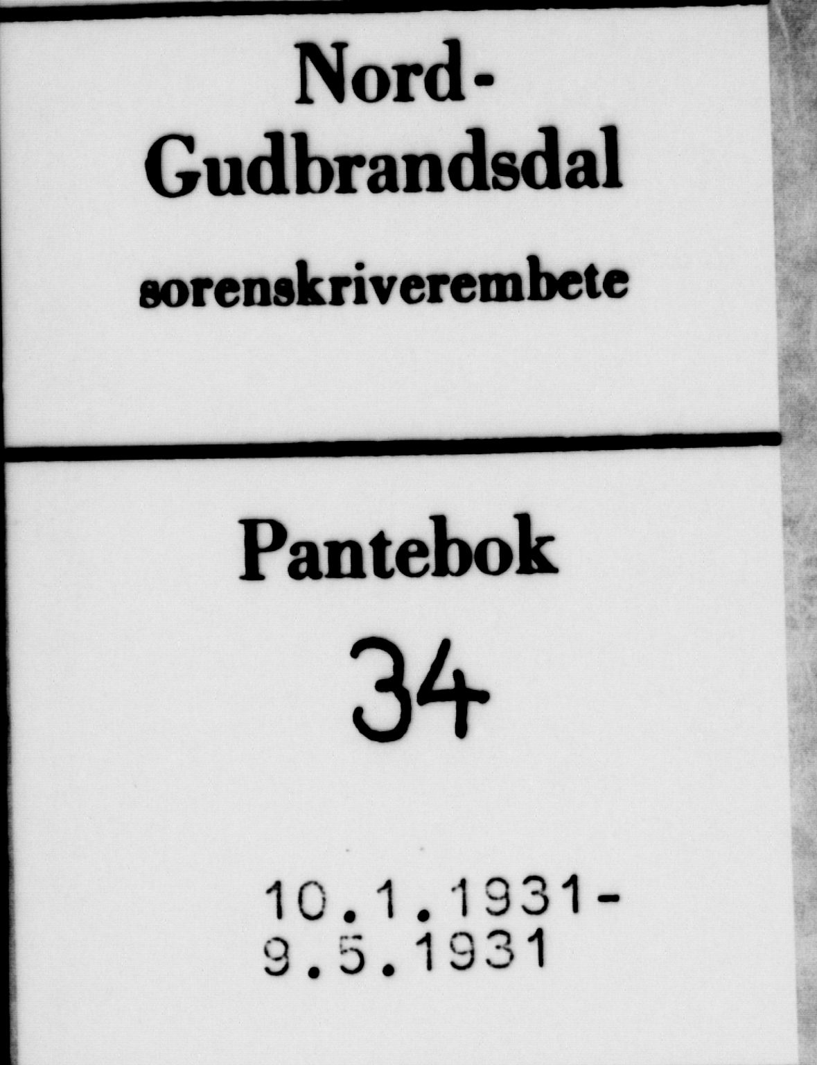 Nord-Gudbrandsdal tingrett, SAH/TING-002/H/Hb/Hba/L0034: Pantebok nr. 34, 1931-1931