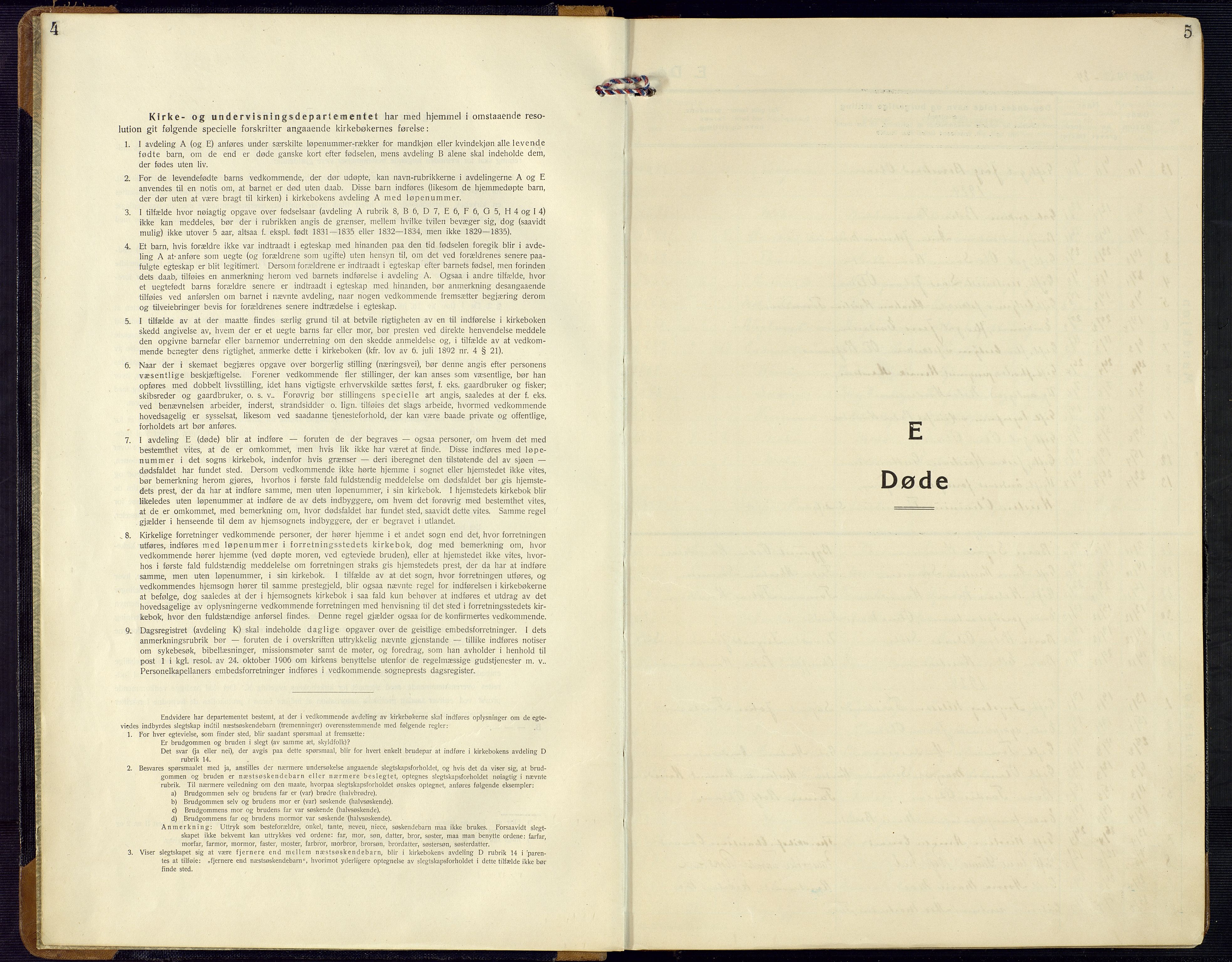 Oddernes sokneprestkontor, SAK/1111-0033/F/Fb/Fba/L0011: Klokkerbok nr. B 11, 1923-1969, s. 4-5