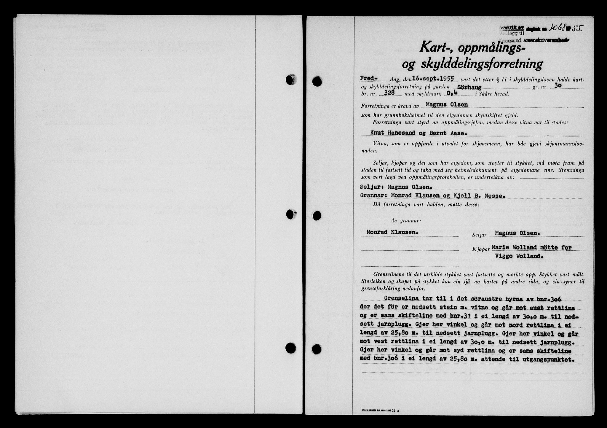 Karmsund sorenskriveri, SAST/A-100311/01/II/IIB/L0117: Pantebok nr. 97Aa, 1955-1955, Dagboknr: 3068/1955
