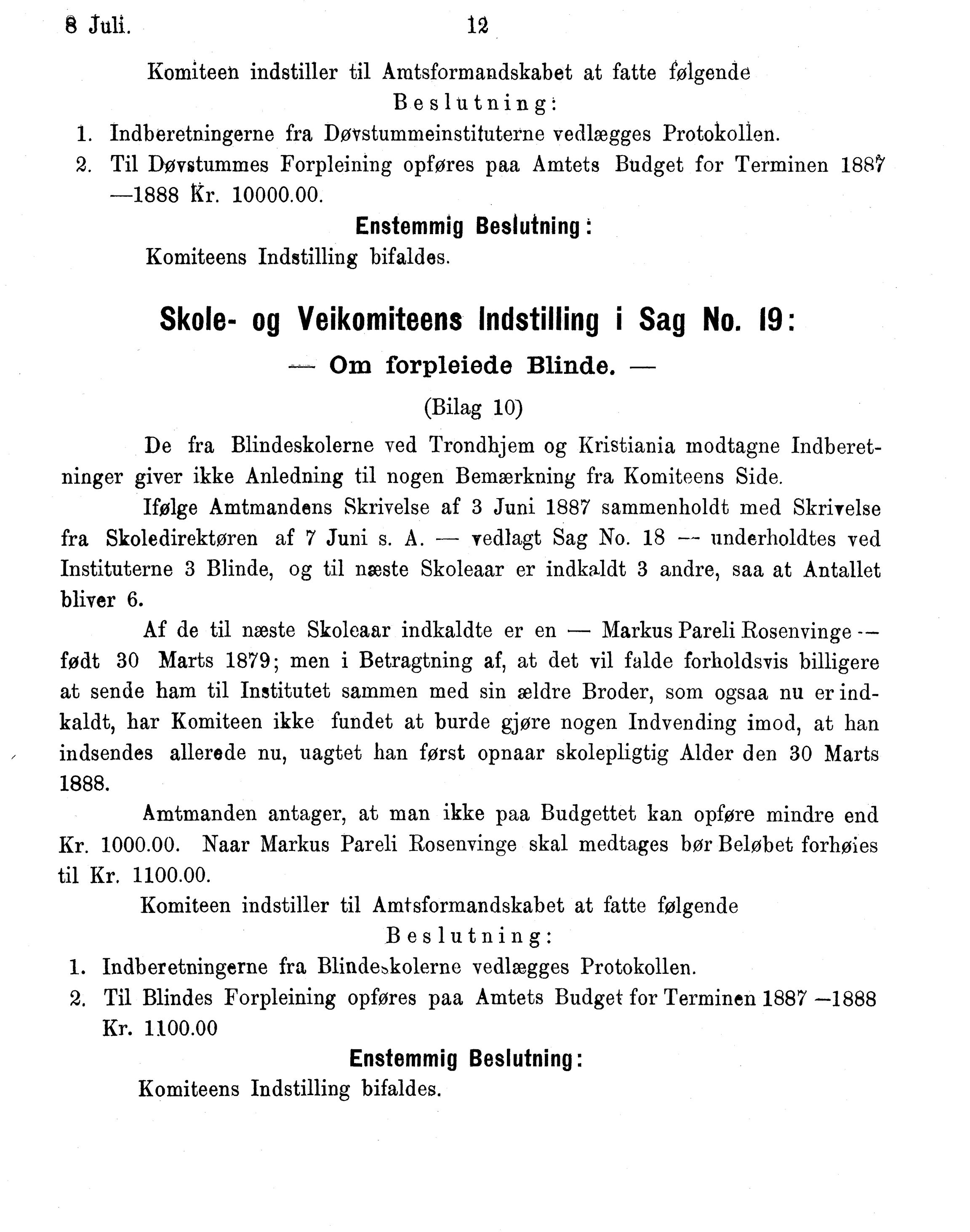 Nordland Fylkeskommune. Fylkestinget, AIN/NFK-17/176/A/Ac/L0015: Fylkestingsforhandlinger 1886-1890, 1886-1890