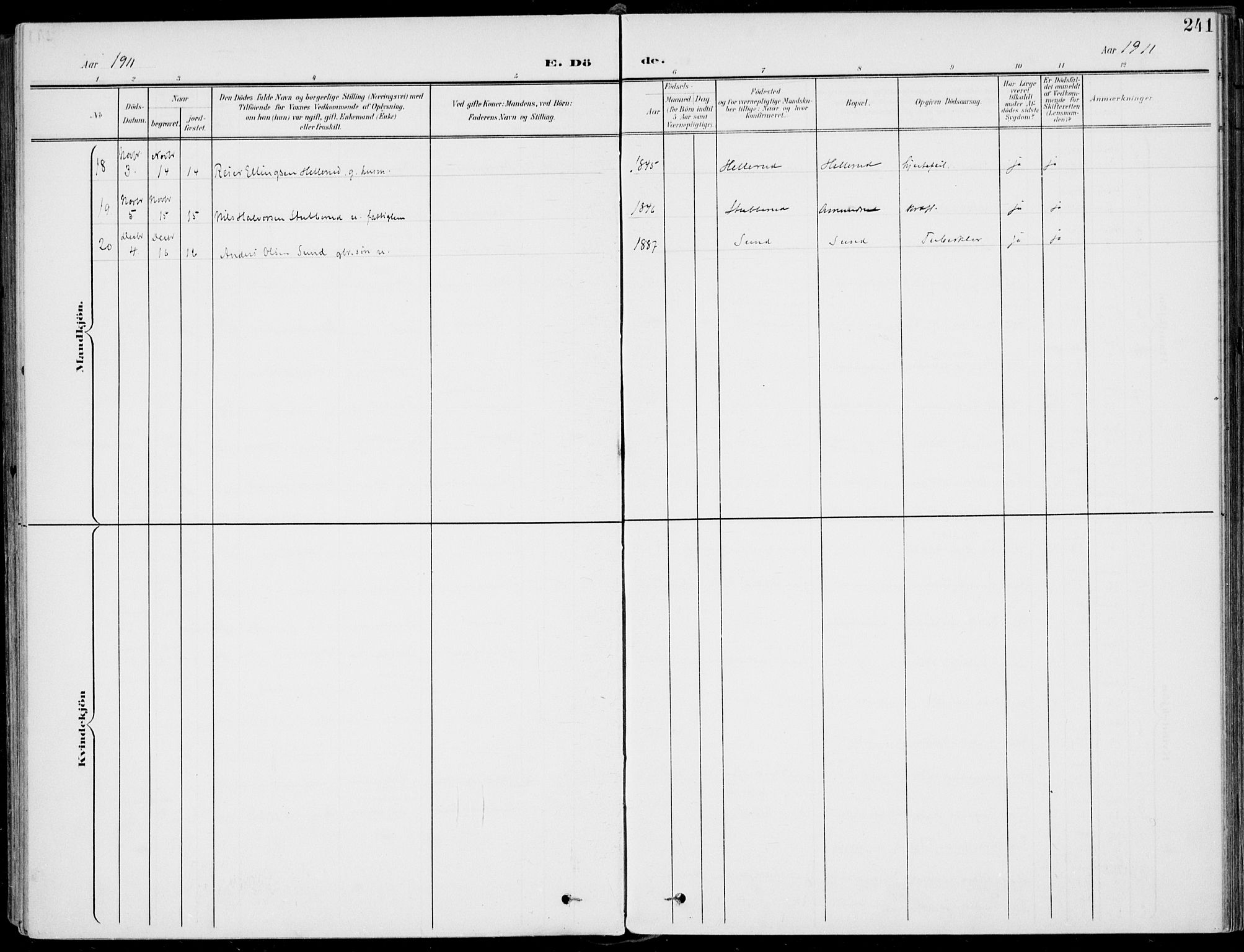 Sigdal kirkebøker, AV/SAKO-A-245/F/Fb/L0002: Ministerialbok nr. II 2, 1901-1914, s. 241