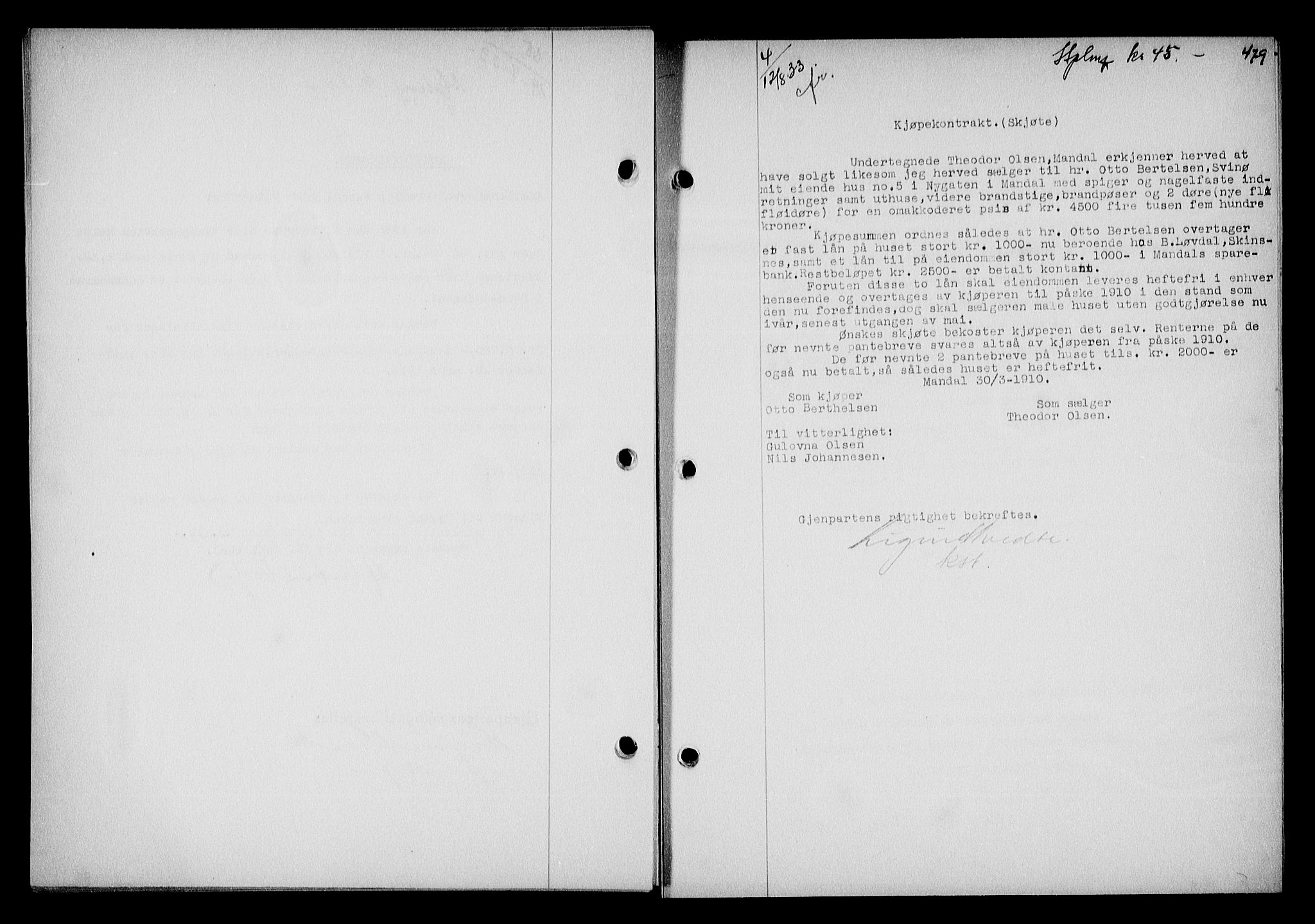 Mandal sorenskriveri, SAK/1221-0005/001/G/Gb/Gba/L0067: Pantebok nr. A-4, 1932-1934, Tingl.dato: 12.08.1933