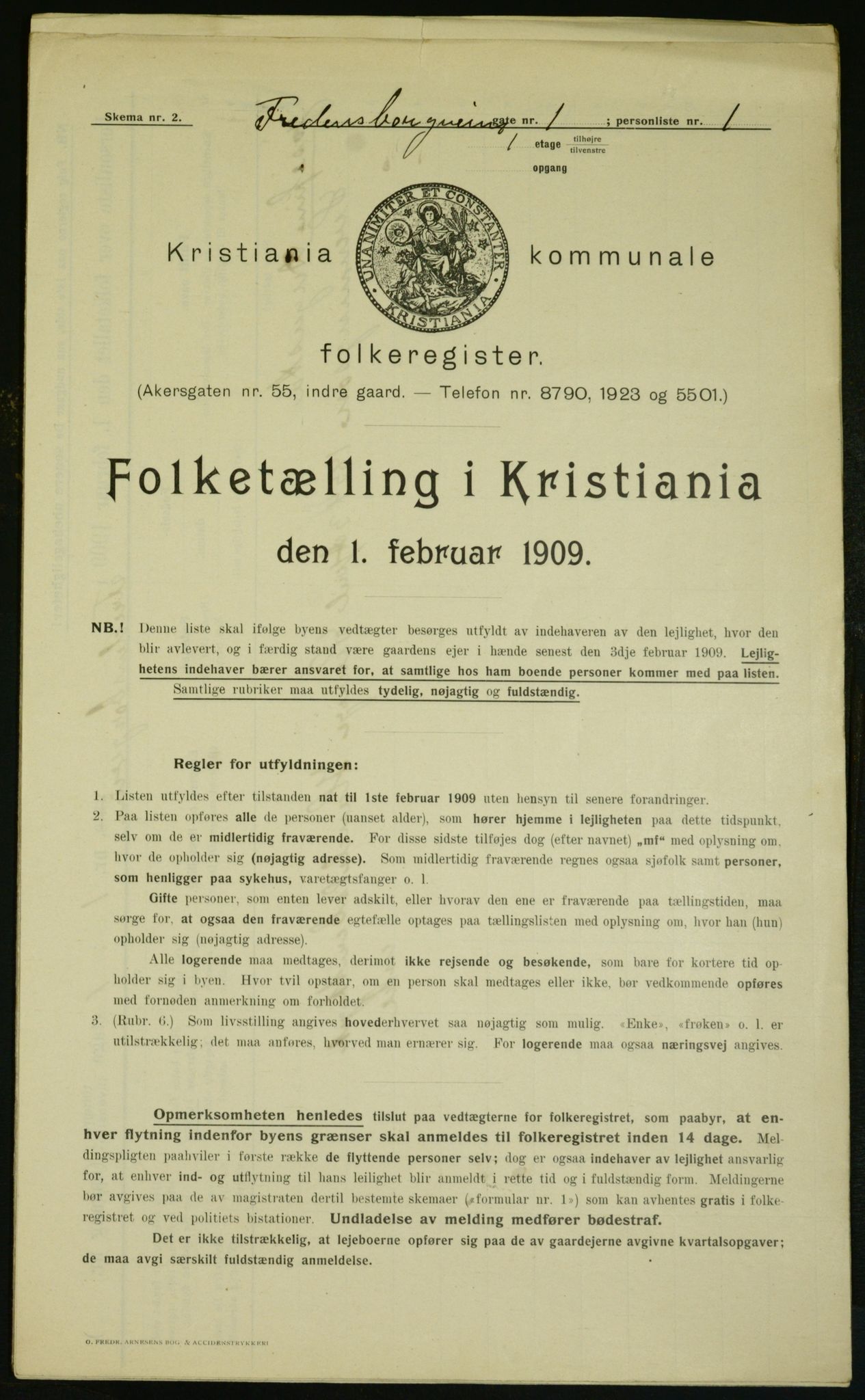 OBA, Kommunal folketelling 1.2.1909 for Kristiania kjøpstad, 1909, s. 23091