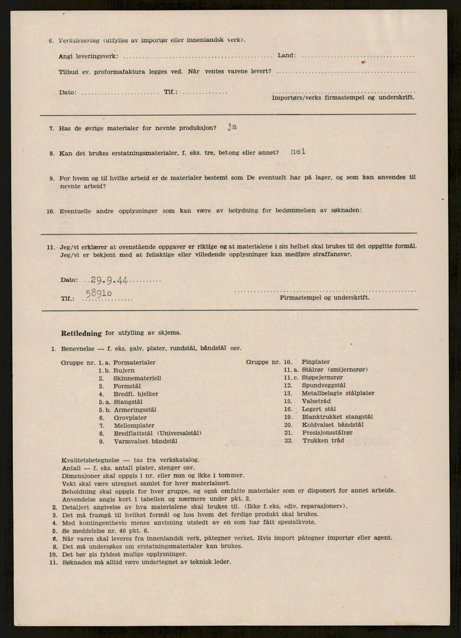 Direktoratet for industriforsyning, Sekretariatet, AV/RA-S-4153/D/Df/L0055: 9. Metallkontoret, 1940-1945, s. 146