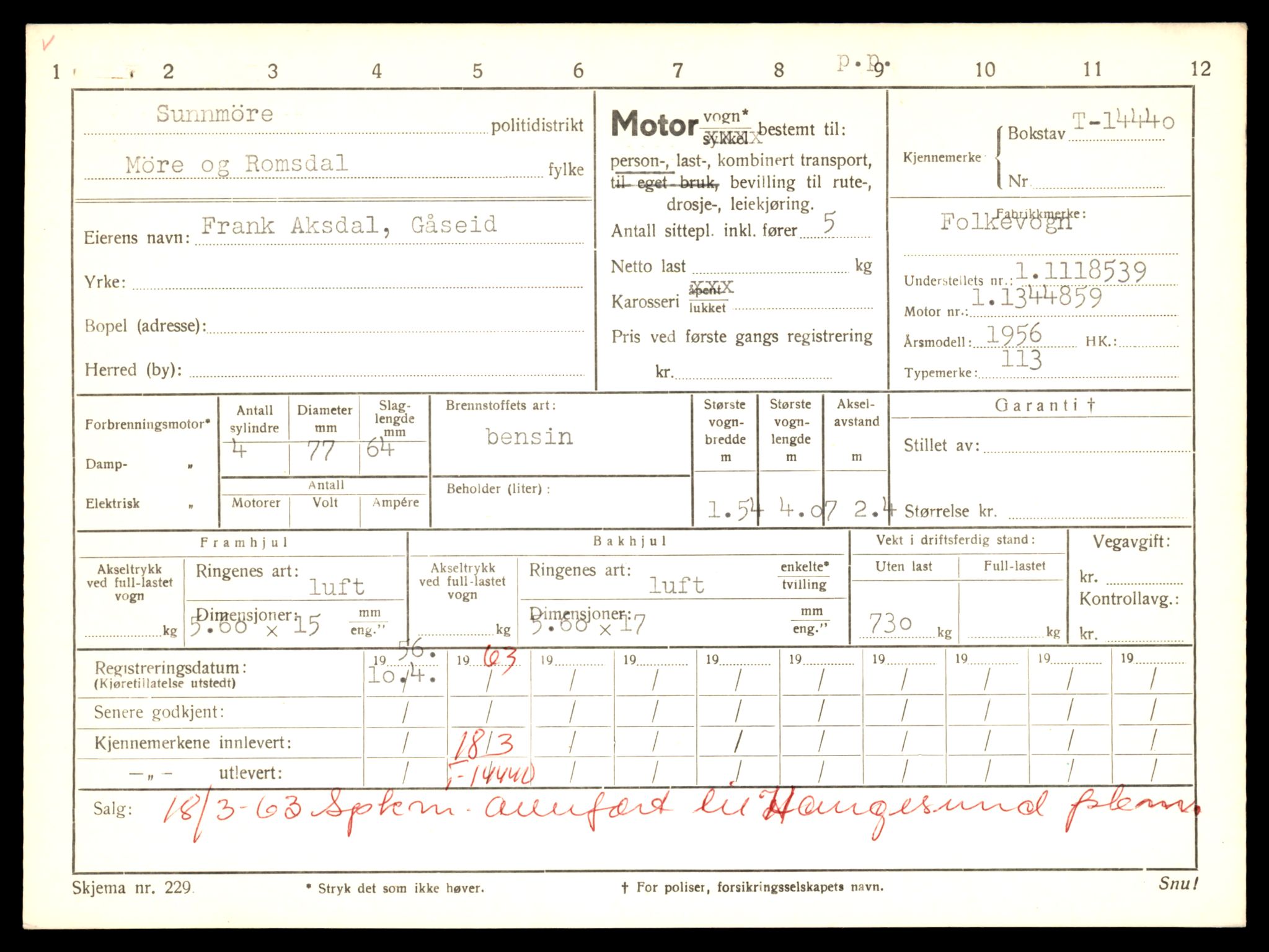 Møre og Romsdal vegkontor - Ålesund trafikkstasjon, SAT/A-4099/F/Fe/L0045: Registreringskort for kjøretøy T 14320 - T 14444, 1927-1998, s. 3150