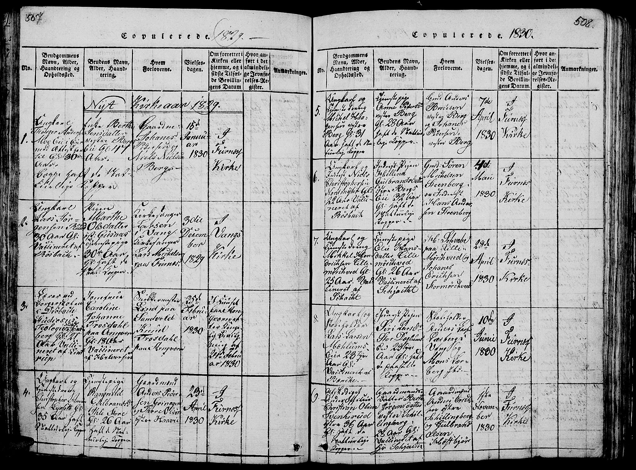 Vang prestekontor, Hedmark, SAH/PREST-008/H/Ha/Hab/L0005: Klokkerbok nr. 5, 1815-1836, s. 507-508