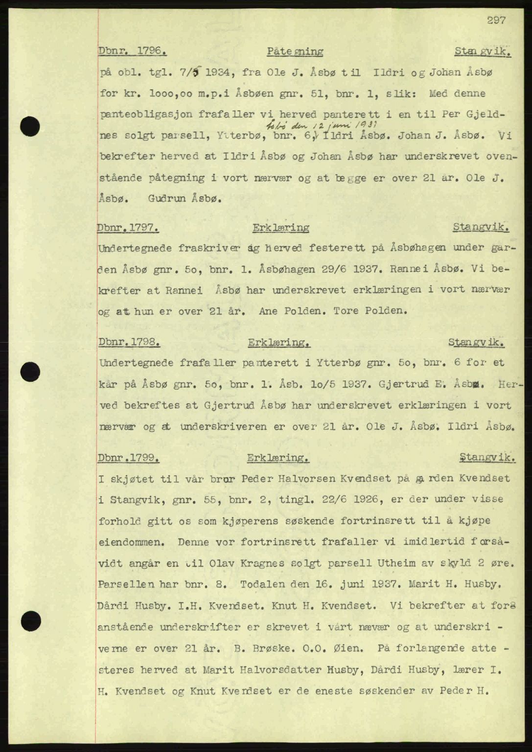 Nordmøre sorenskriveri, SAT/A-4132/1/2/2Ca: Pantebok nr. C80, 1936-1939, Dagboknr: 1796/1937