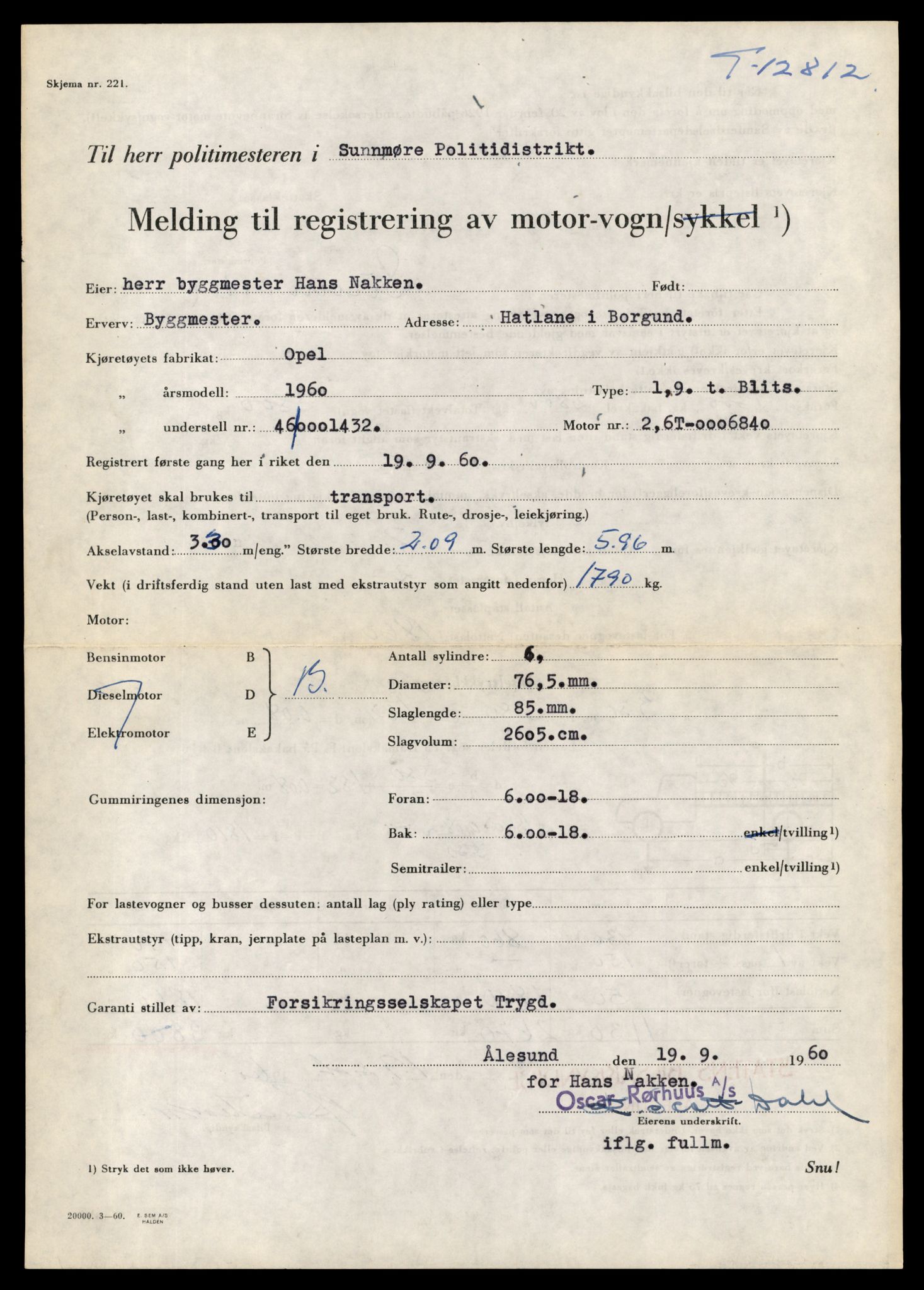 Møre og Romsdal vegkontor - Ålesund trafikkstasjon, AV/SAT-A-4099/F/Fe/L0035: Registreringskort for kjøretøy T 12653 - T 12829, 1927-1998, s. 3076