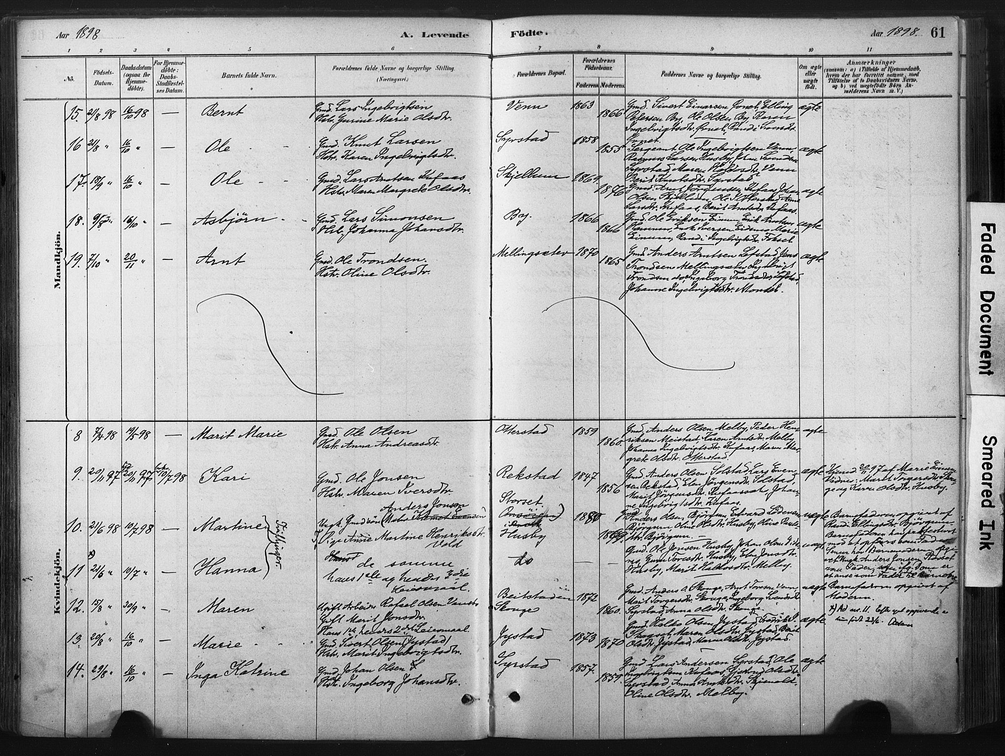 Ministerialprotokoller, klokkerbøker og fødselsregistre - Sør-Trøndelag, AV/SAT-A-1456/667/L0795: Ministerialbok nr. 667A03, 1879-1907, s. 61