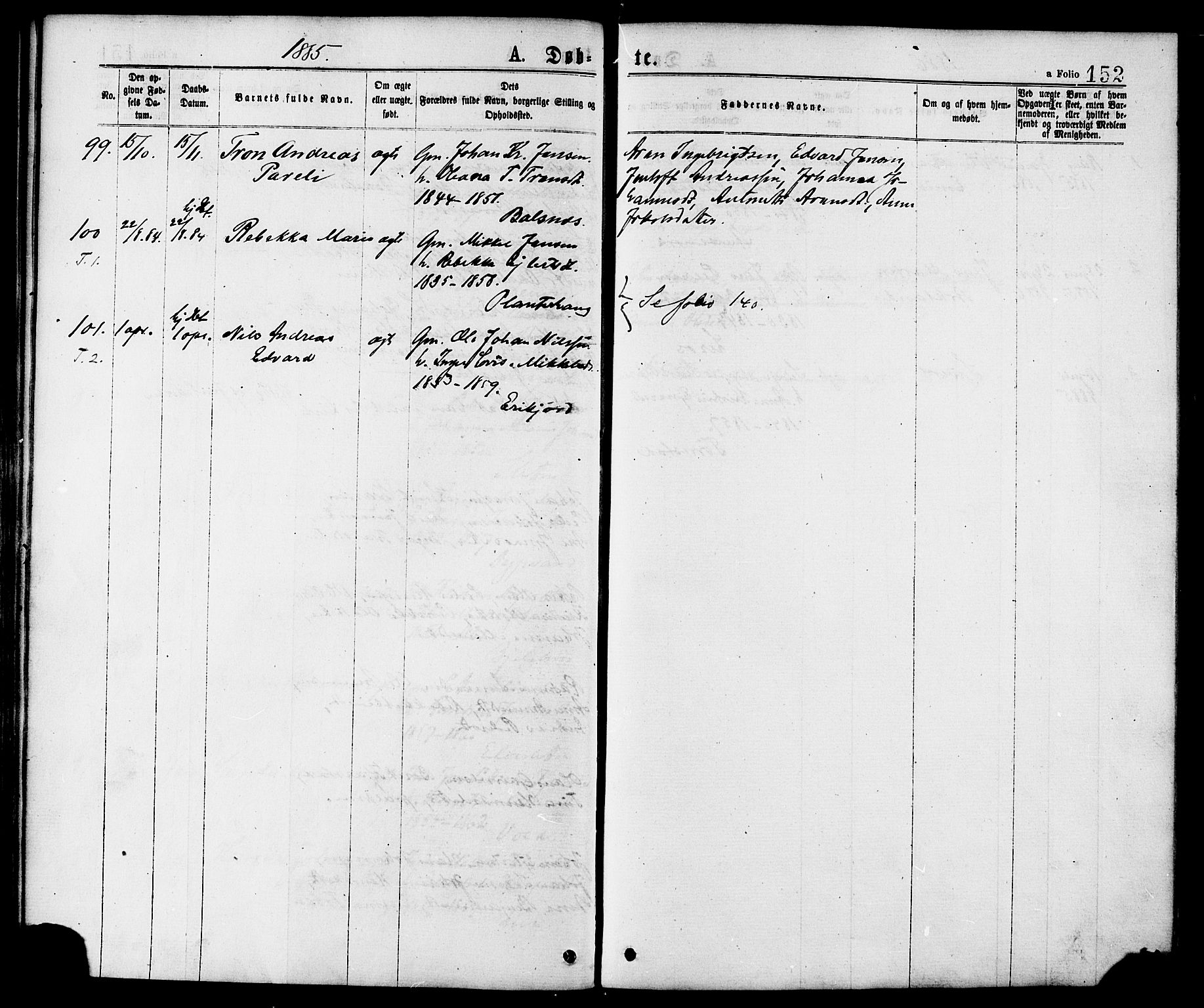 Ministerialprotokoller, klokkerbøker og fødselsregistre - Nordland, AV/SAT-A-1459/863/L0897: Ministerialbok nr. 863A09, 1872-1886, s. 152