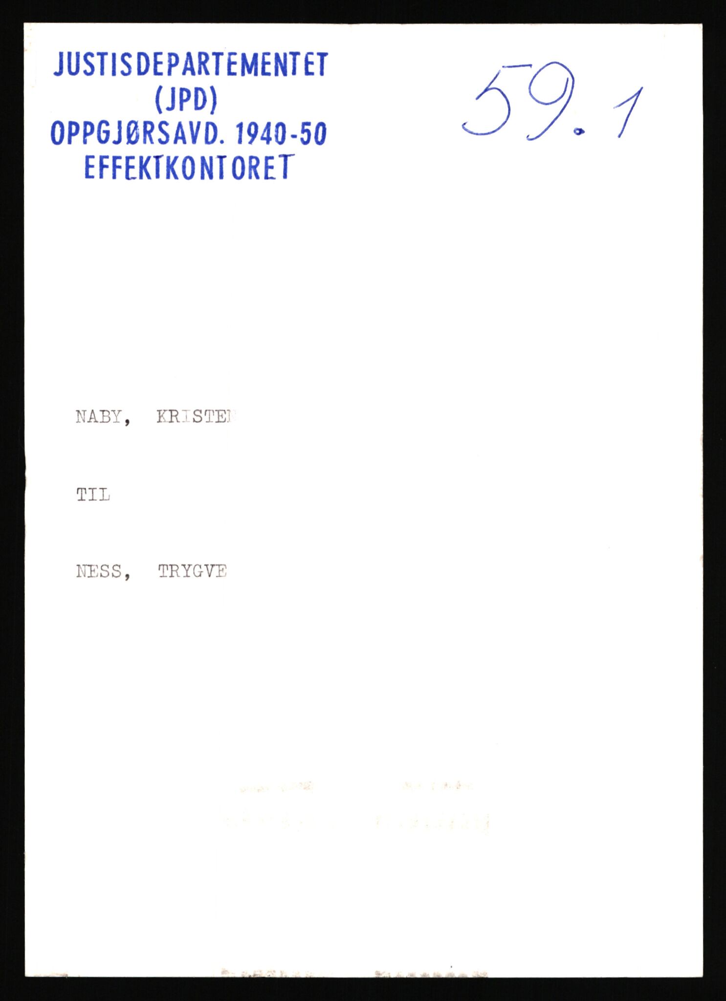 Justisdepartementet, Oppgjørsavdelingen, AV/RA-S-1056/G/Gb/L0059: Oppgaver over ettersøkte sivile effekter: Naby - Nikolaisen, 1940-1942