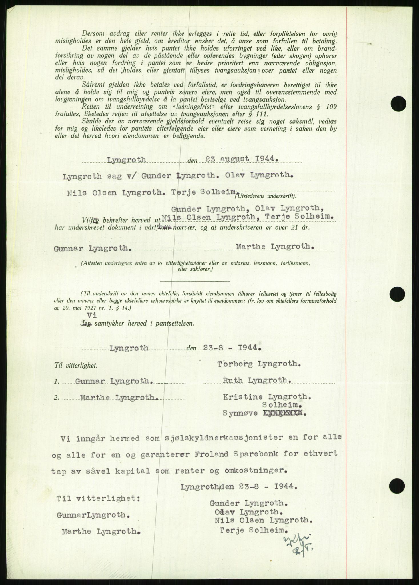 Nedenes sorenskriveri, SAK/1221-0006/G/Gb/Gbb/L0002: Pantebok nr. II, 1942-1945, Dagboknr: 807/1944