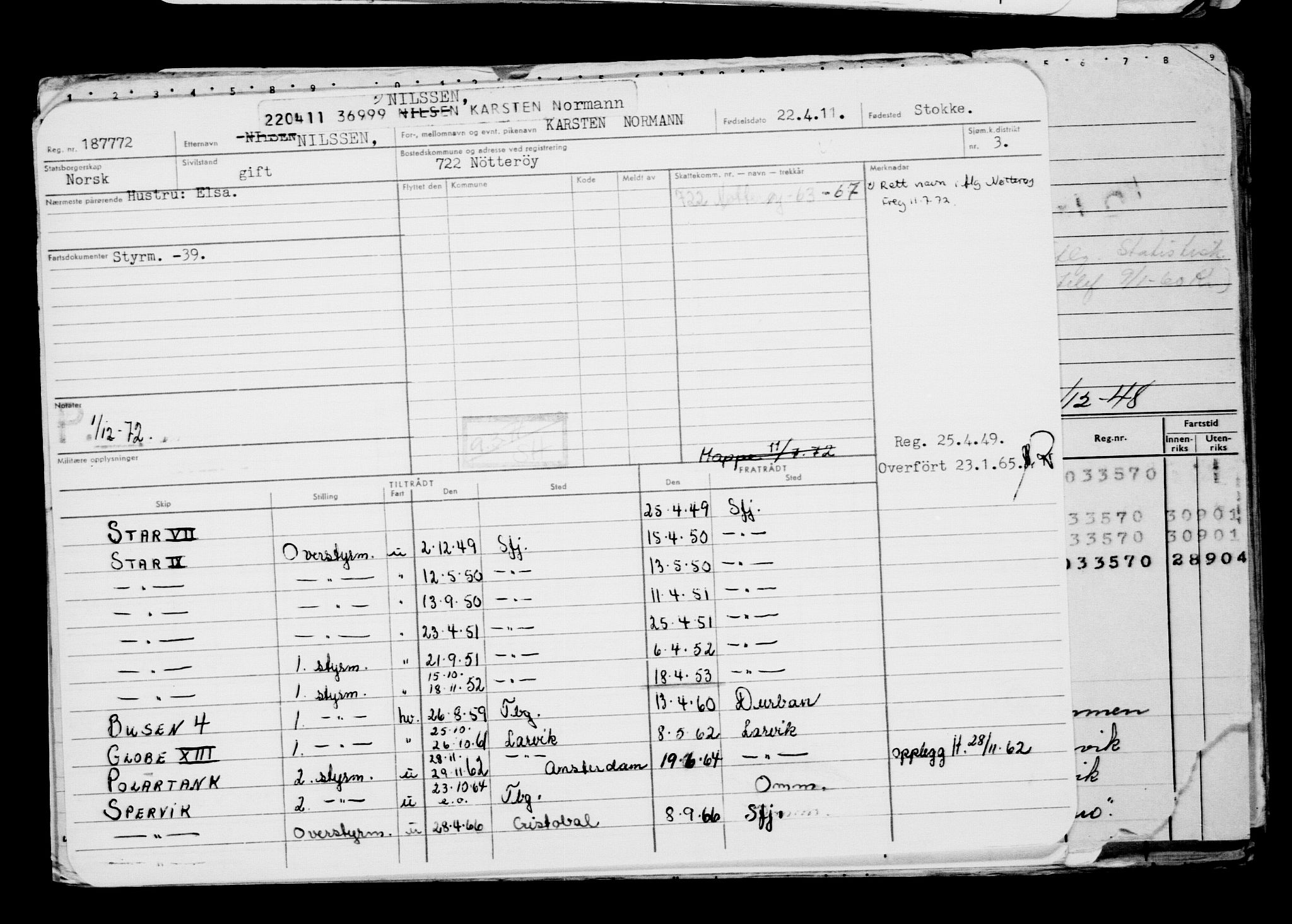 Direktoratet for sjømenn, AV/RA-S-3545/G/Gb/L0095: Hovedkort, 1911, s. 394