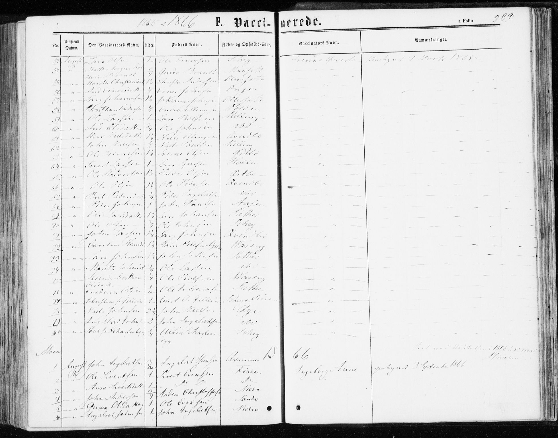 Ministerialprotokoller, klokkerbøker og fødselsregistre - Møre og Romsdal, SAT/A-1454/595/L1045: Ministerialbok nr. 595A07, 1863-1873, s. 289