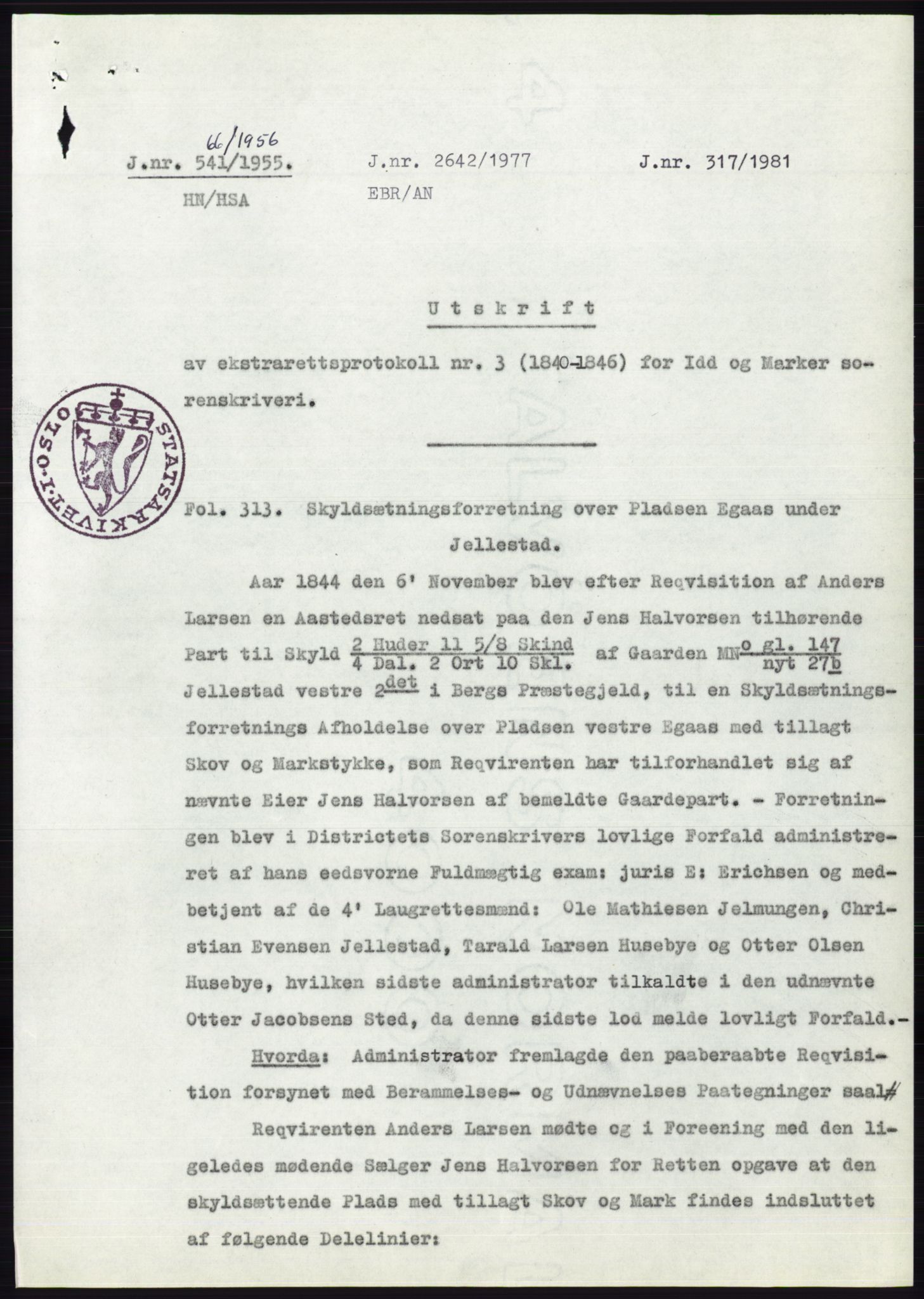 Statsarkivet i Oslo, SAO/A-10621/Z/Zd/L0002: Avskrifter, j.nr 5-691/1955, 1955, s. 384