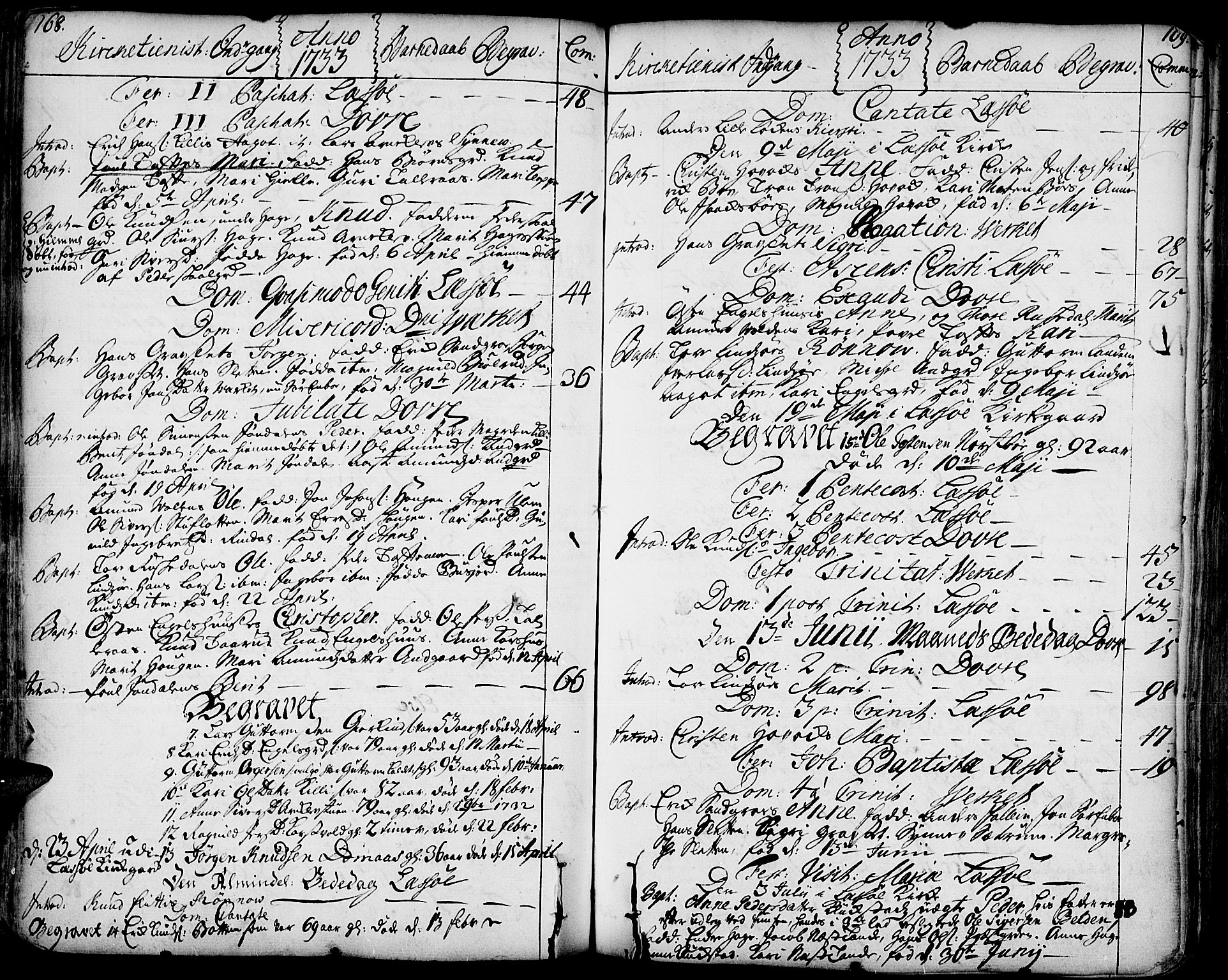 Lesja prestekontor, AV/SAH-PREST-068/H/Ha/Haa/L0002: Ministerialbok nr. 2, 1732-1776, s. 168-169
