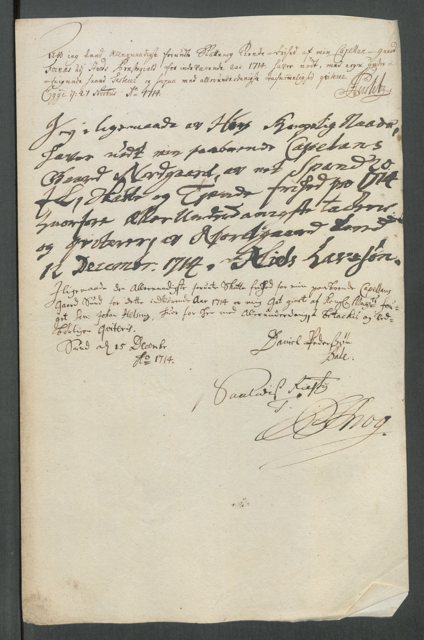 Rentekammeret inntil 1814, Reviderte regnskaper, Fogderegnskap, RA/EA-4092/R63/L4322: Fogderegnskap Inderøy, 1714, s. 312