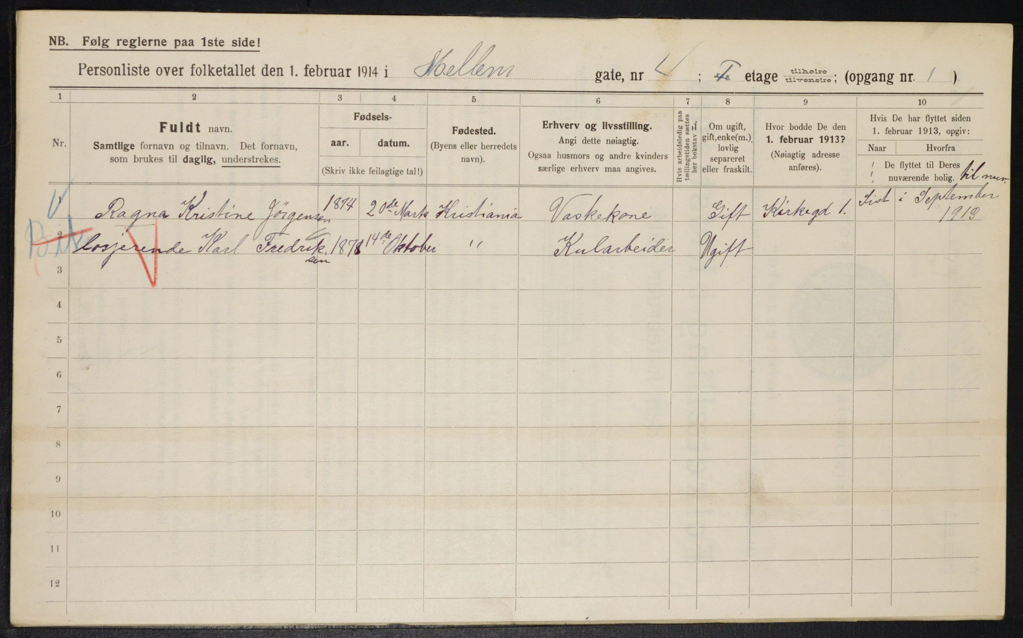 OBA, Kommunal folketelling 1.2.1914 for Kristiania, 1914, s. 65012