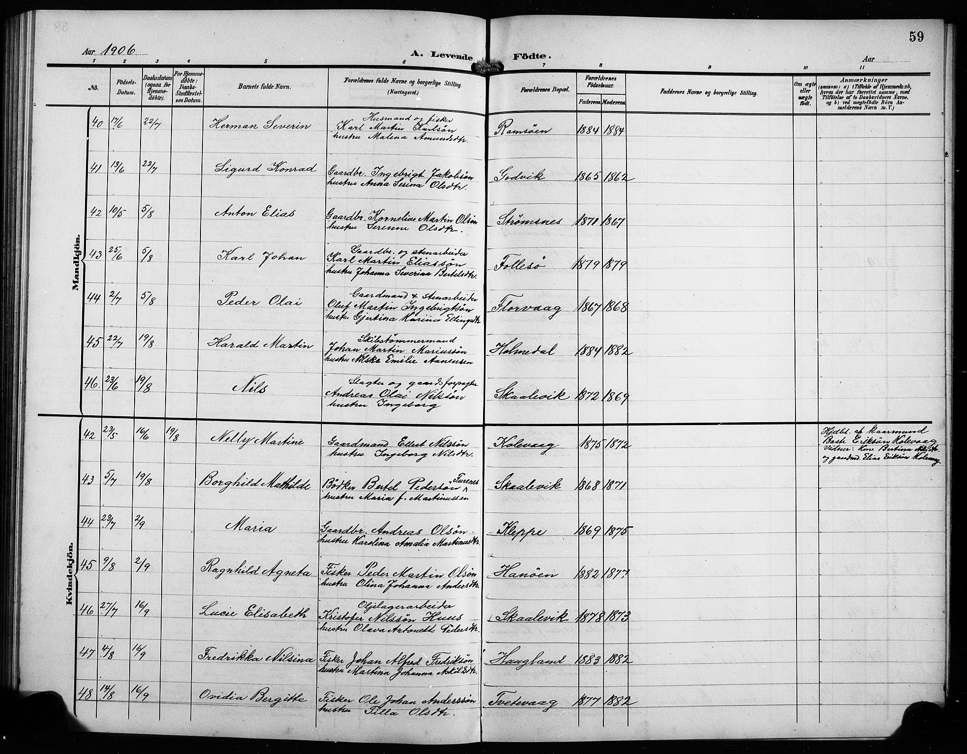 Askøy Sokneprestembete, AV/SAB-A-74101/H/Ha/Hab/Haba/L0010: Klokkerbok nr. A 10, 1903-1907, s. 59