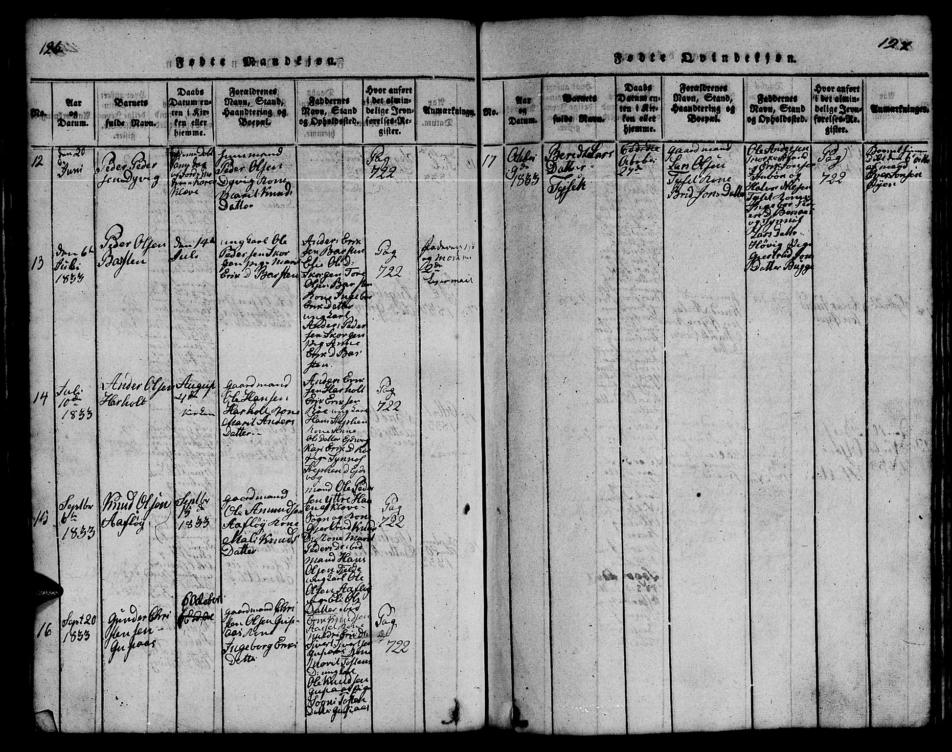 Ministerialprotokoller, klokkerbøker og fødselsregistre - Møre og Romsdal, AV/SAT-A-1454/551/L0629: Klokkerbok nr. 551C01, 1818-1839, s. 126-127