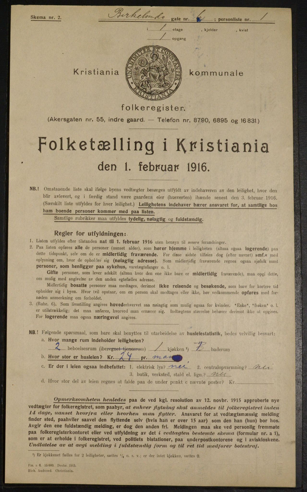 OBA, Kommunal folketelling 1.2.1916 for Kristiania, 1916, s. 5253