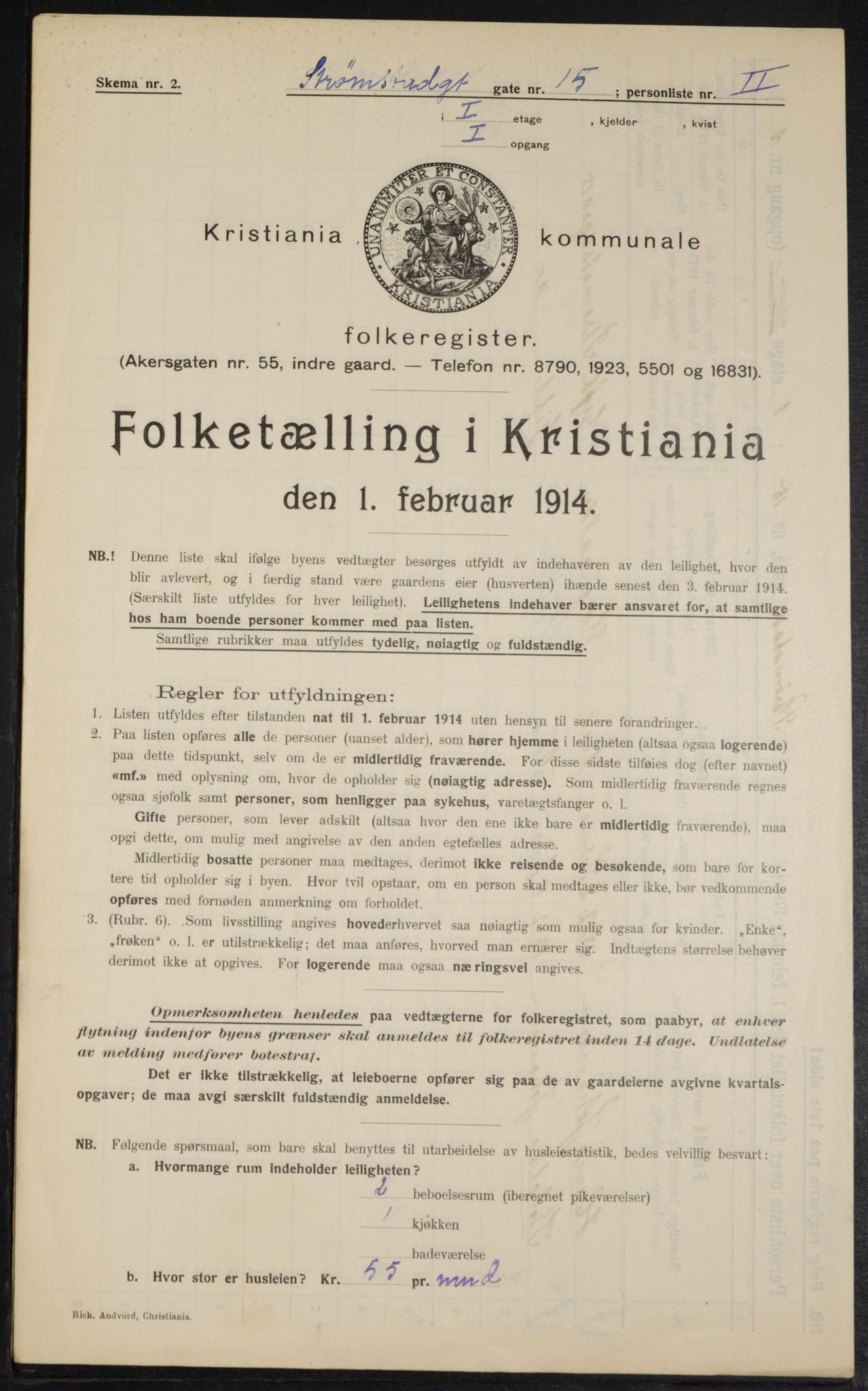OBA, Kommunal folketelling 1.2.1914 for Kristiania, 1914, s. 104620