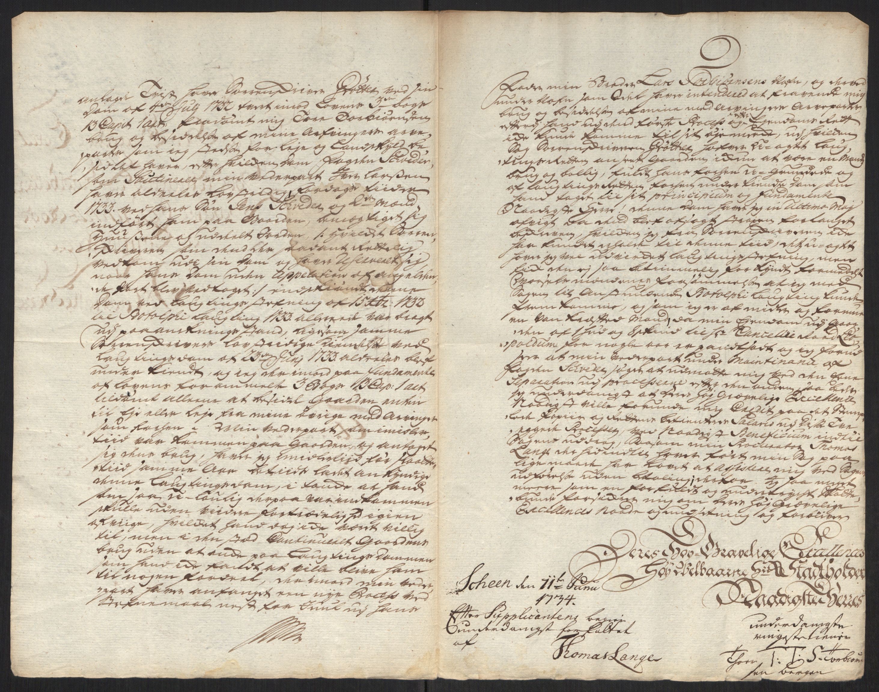 Stattholderembetet 1572-1771, AV/RA-EA-2870/Ef/L0107: Brev fra embetsmenn og andre, 1733-1734, s. 323