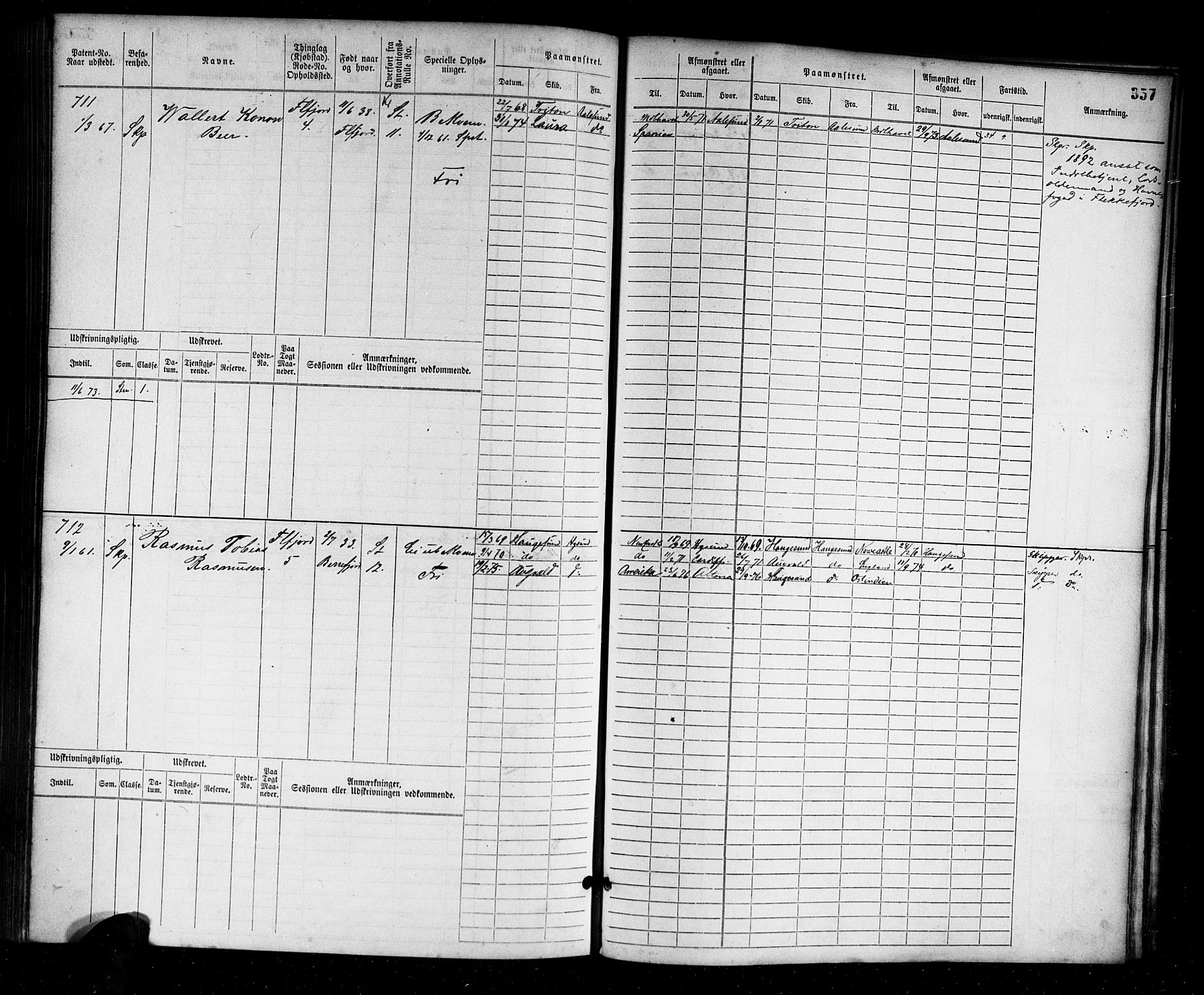 Flekkefjord mønstringskrets, AV/SAK-2031-0018/F/Fb/L0001: Hovedrulle nr 1-764, N-4, 1868-1900, s. 362