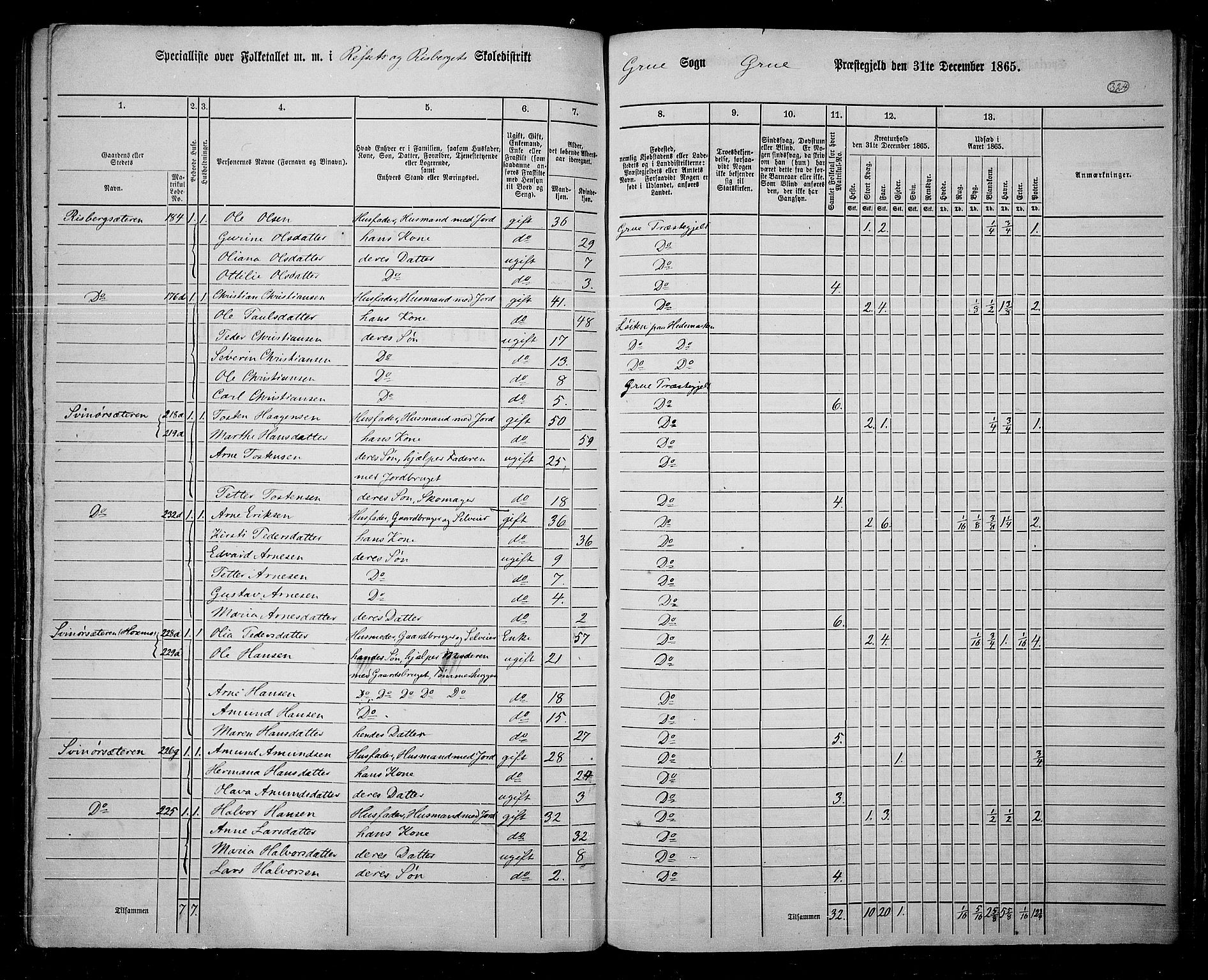 RA, Folketelling 1865 for 0423P Grue prestegjeld, 1865, s. 287