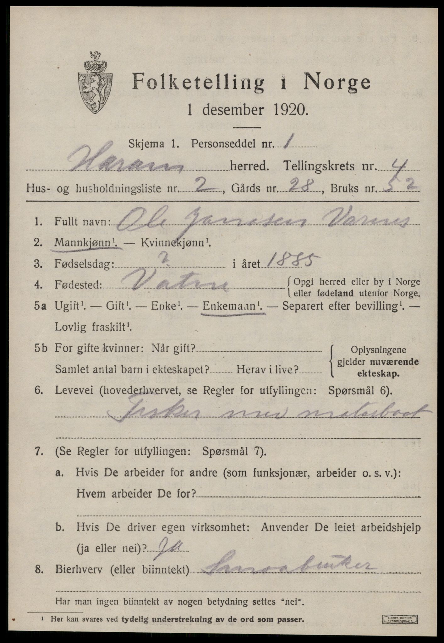 SAT, Folketelling 1920 for 1534 Haram herred, 1920, s. 2241