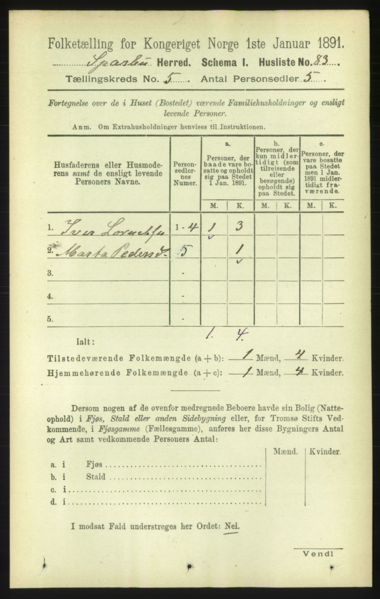 RA, Folketelling 1891 for 1731 Sparbu herred, 1891, s. 1666