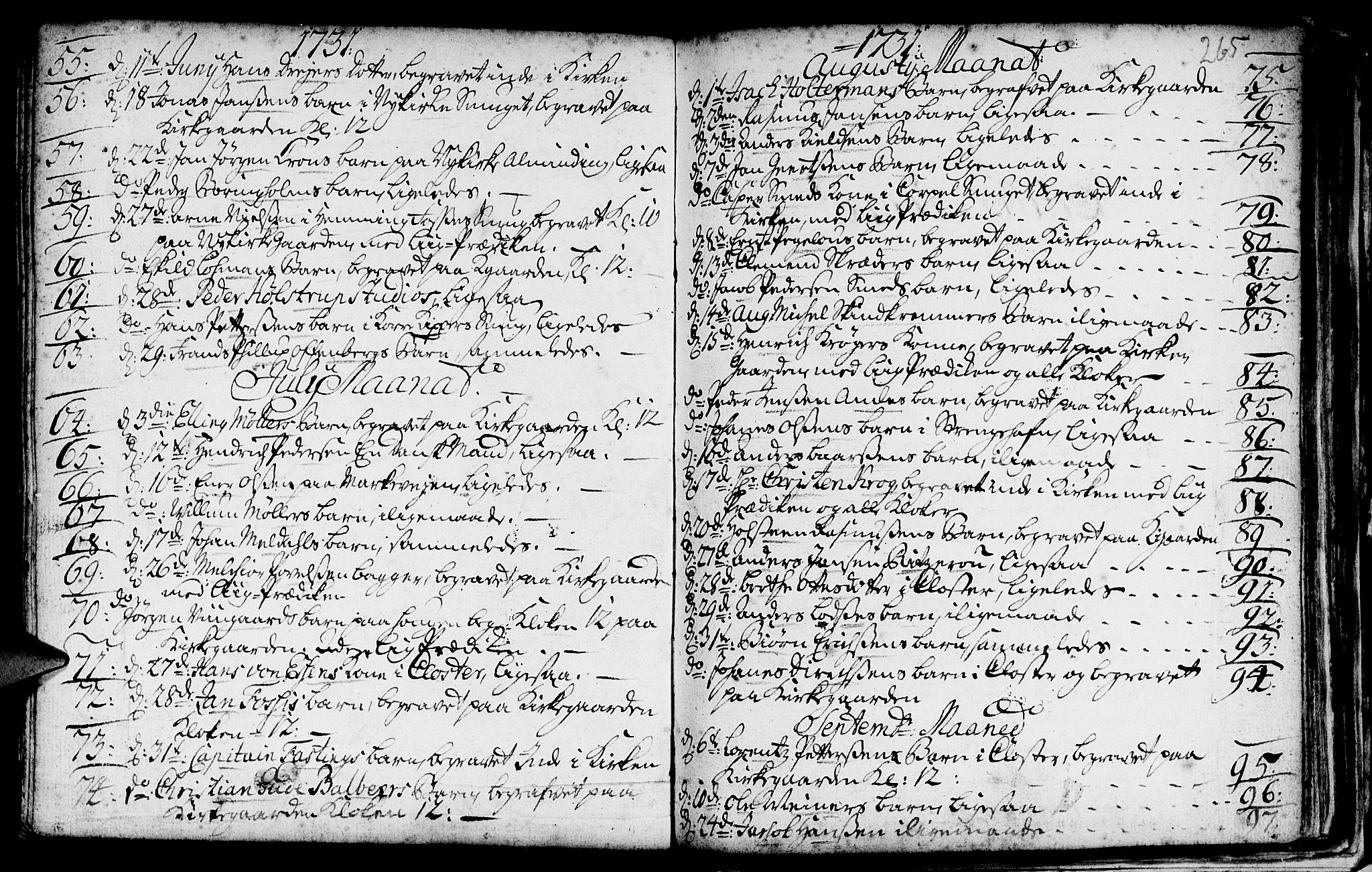 Nykirken Sokneprestembete, AV/SAB-A-77101/H/Haa/L0009: Ministerialbok nr. A 9, 1689-1759, s. 265