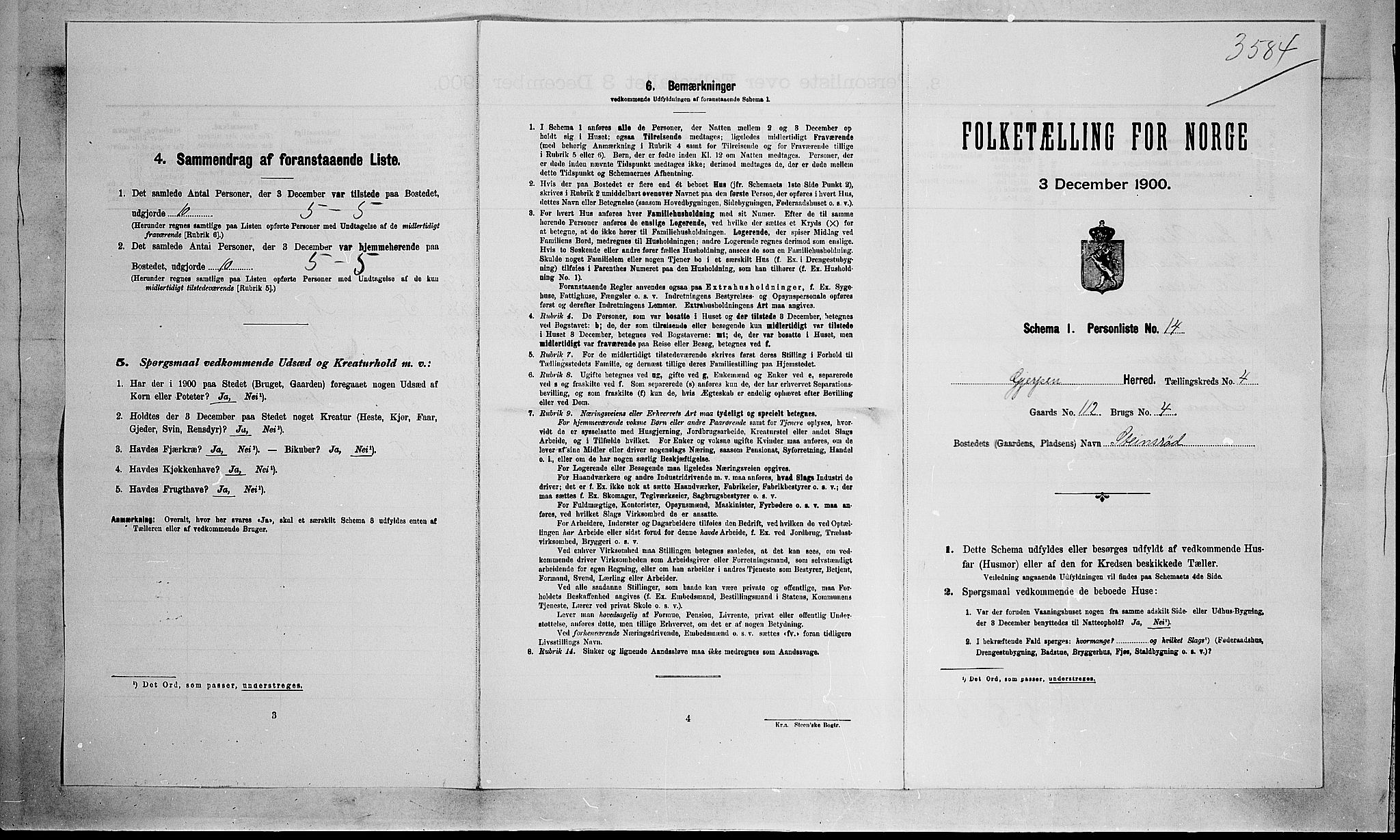 SAKO, Folketelling 1900 for 0812 Gjerpen herred, 1900, s. 854