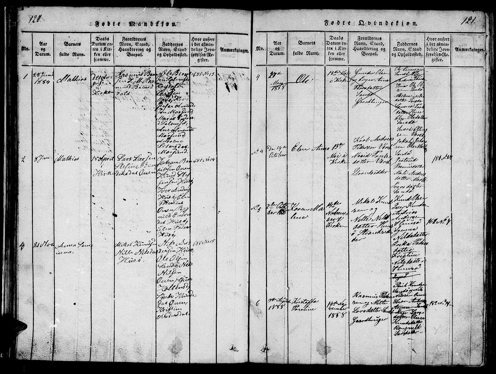 Ministerialprotokoller, klokkerbøker og fødselsregistre - Møre og Romsdal, SAT/A-1454/561/L0731: Klokkerbok nr. 561C01, 1817-1867, s. 120-121