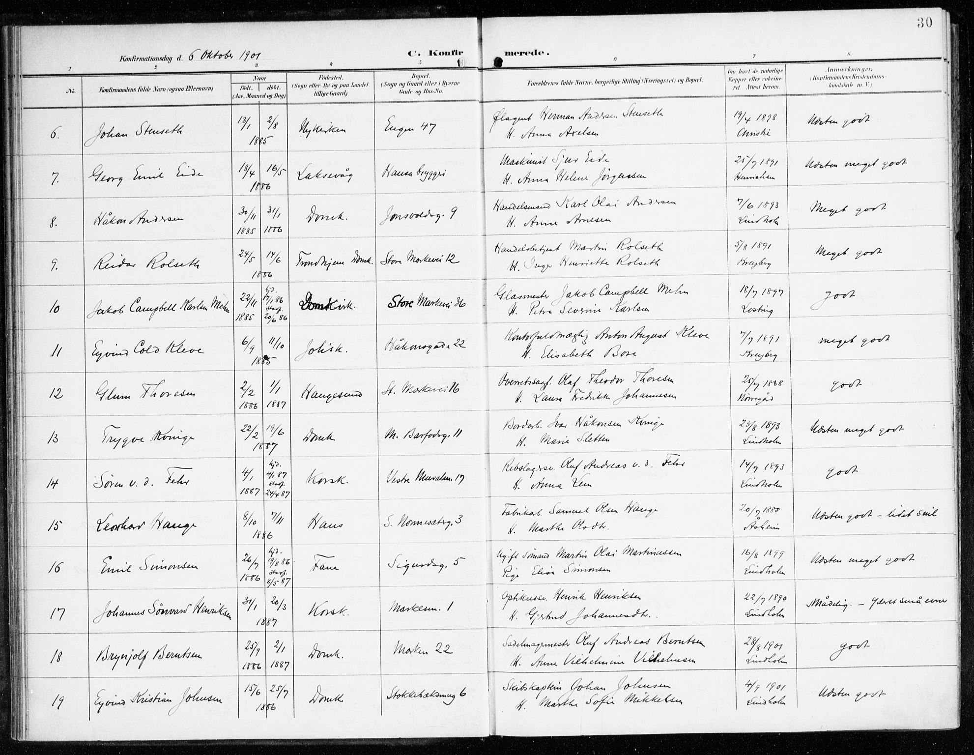 Domkirken sokneprestembete, AV/SAB-A-74801/H/Haa/L0031: Ministerialbok nr. C 6, 1898-1915, s. 30
