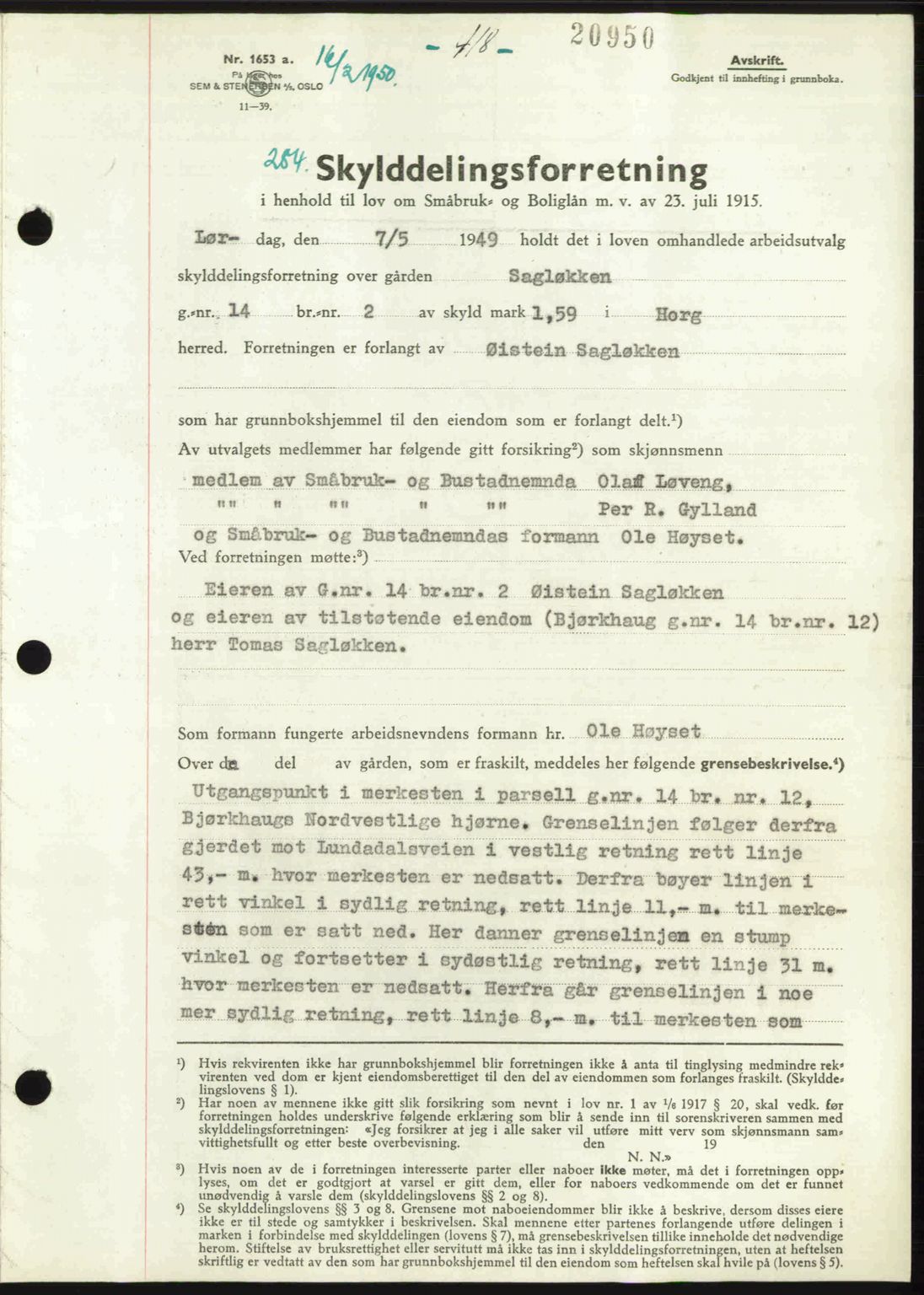 Gauldal sorenskriveri, SAT/A-0014/1/2/2C: Pantebok nr. A9, 1949-1950, Dagboknr: 284/1950