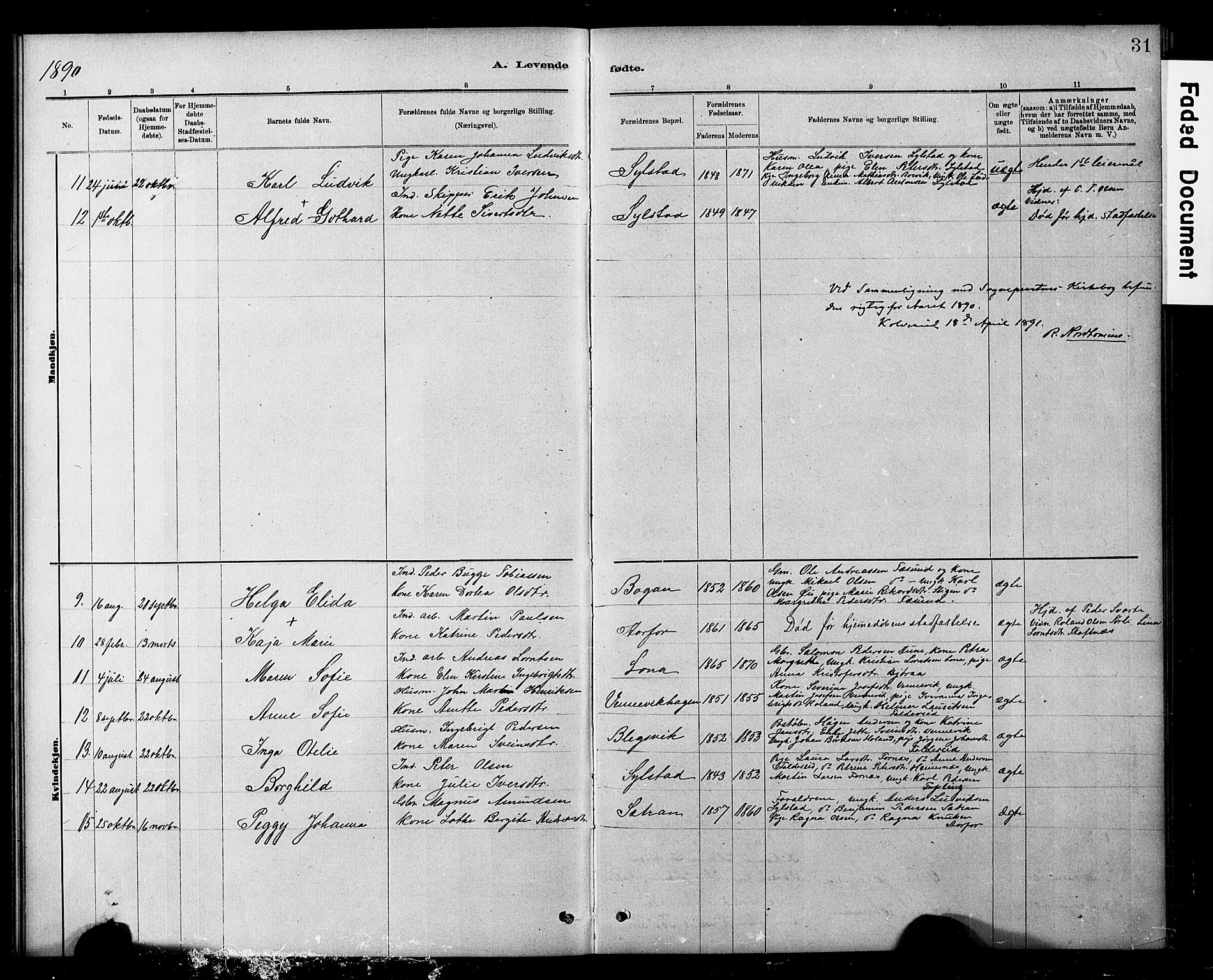 Ministerialprotokoller, klokkerbøker og fødselsregistre - Nord-Trøndelag, SAT/A-1458/783/L0661: Klokkerbok nr. 783C01, 1878-1893, s. 31