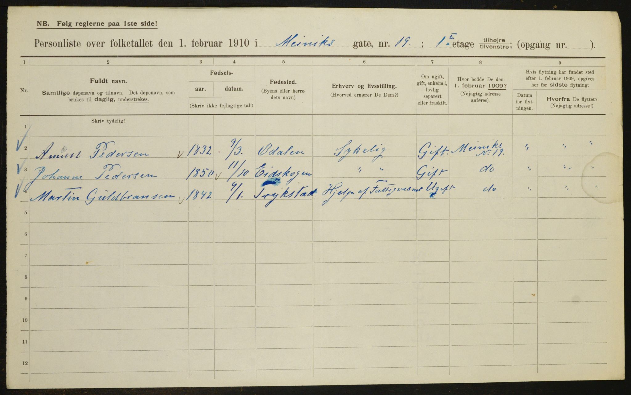 OBA, Kommunal folketelling 1.2.1910 for Kristiania, 1910, s. 62967