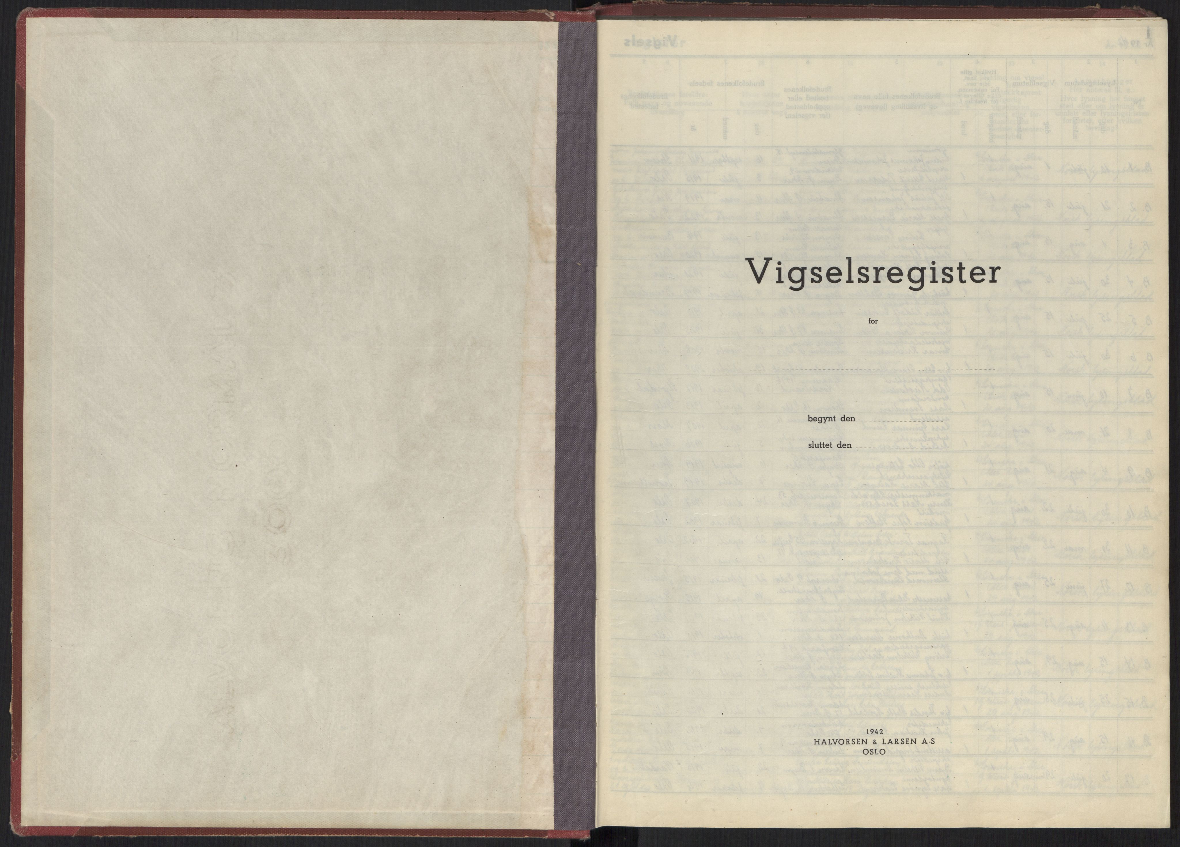 Oslo folkeregister, AV/SAO-A-10991/G/Ga/L0002: Vigselsregister for Aker, 1942-1945