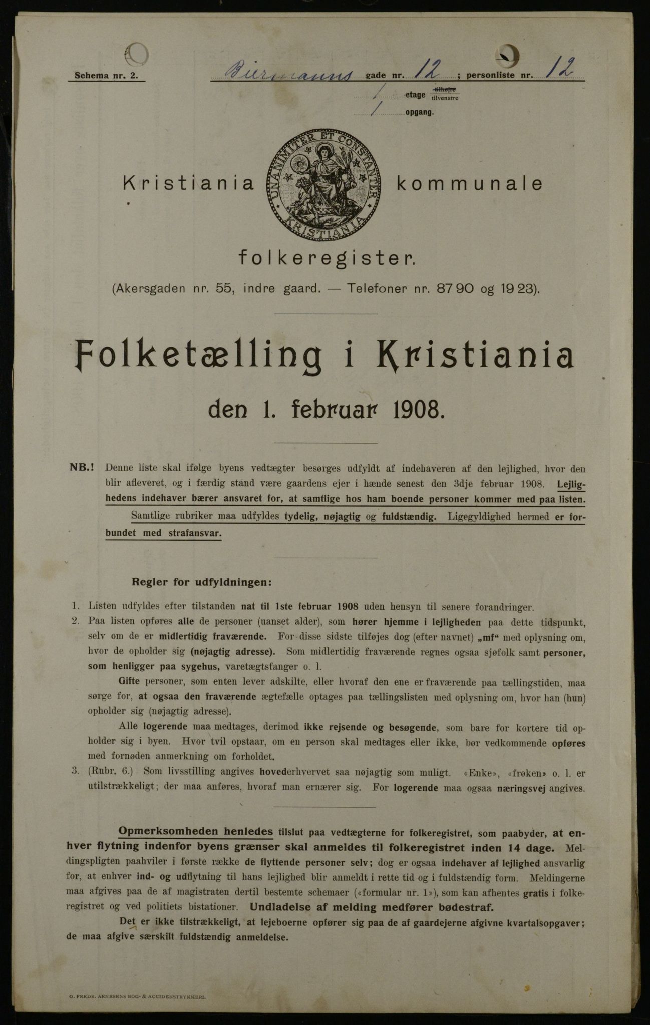 OBA, Kommunal folketelling 1.2.1908 for Kristiania kjøpstad, 1908, s. 4832