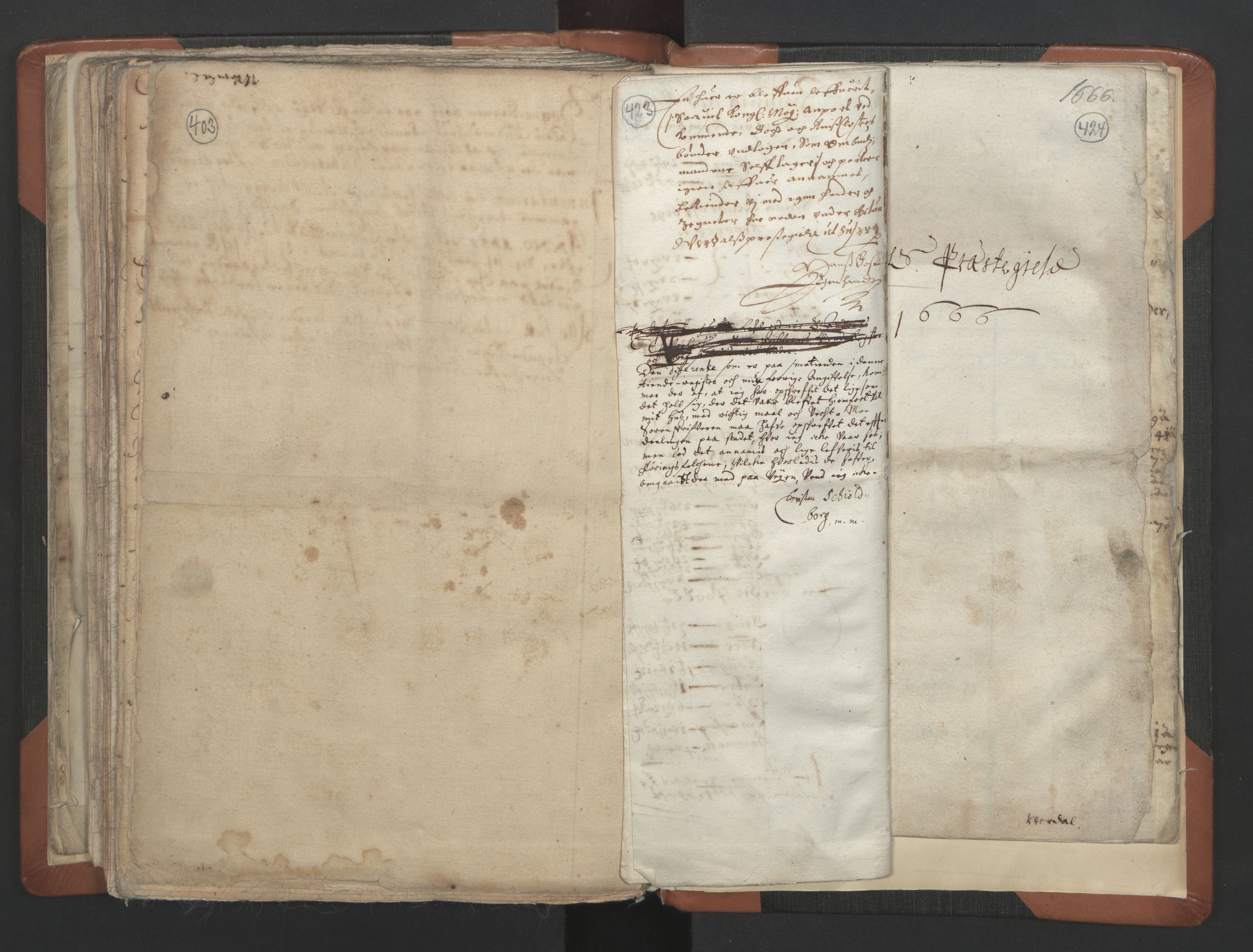 RA, Sogneprestenes manntall 1664-1666, nr. 32: Innherad prosti, 1664-1666, s. 423-424