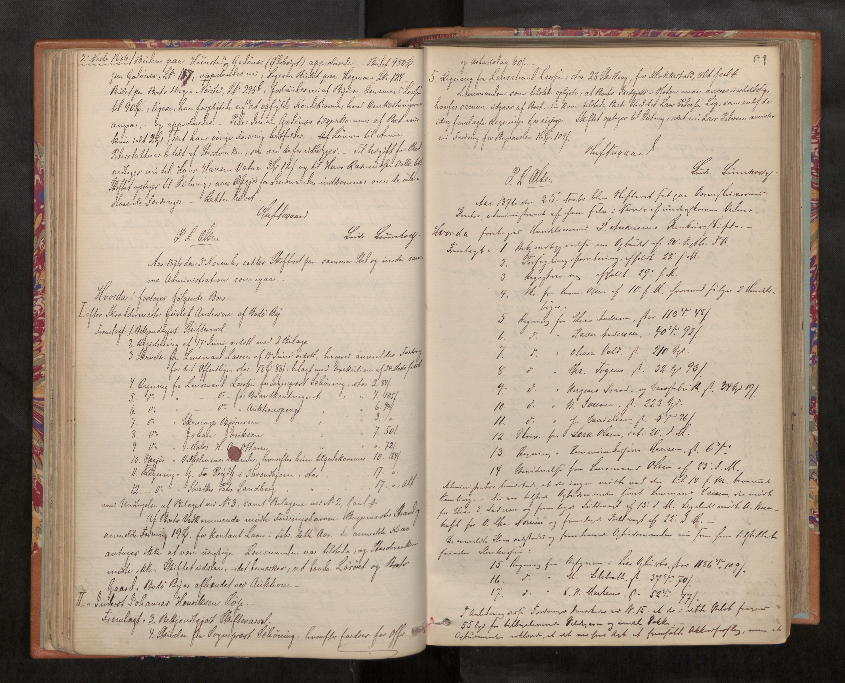 Salten sorenskriveri, AV/SAT-A-4578/1/3/3B/L0008: Skiftebehandlingsprotokoll, 1872-1891, s. 61